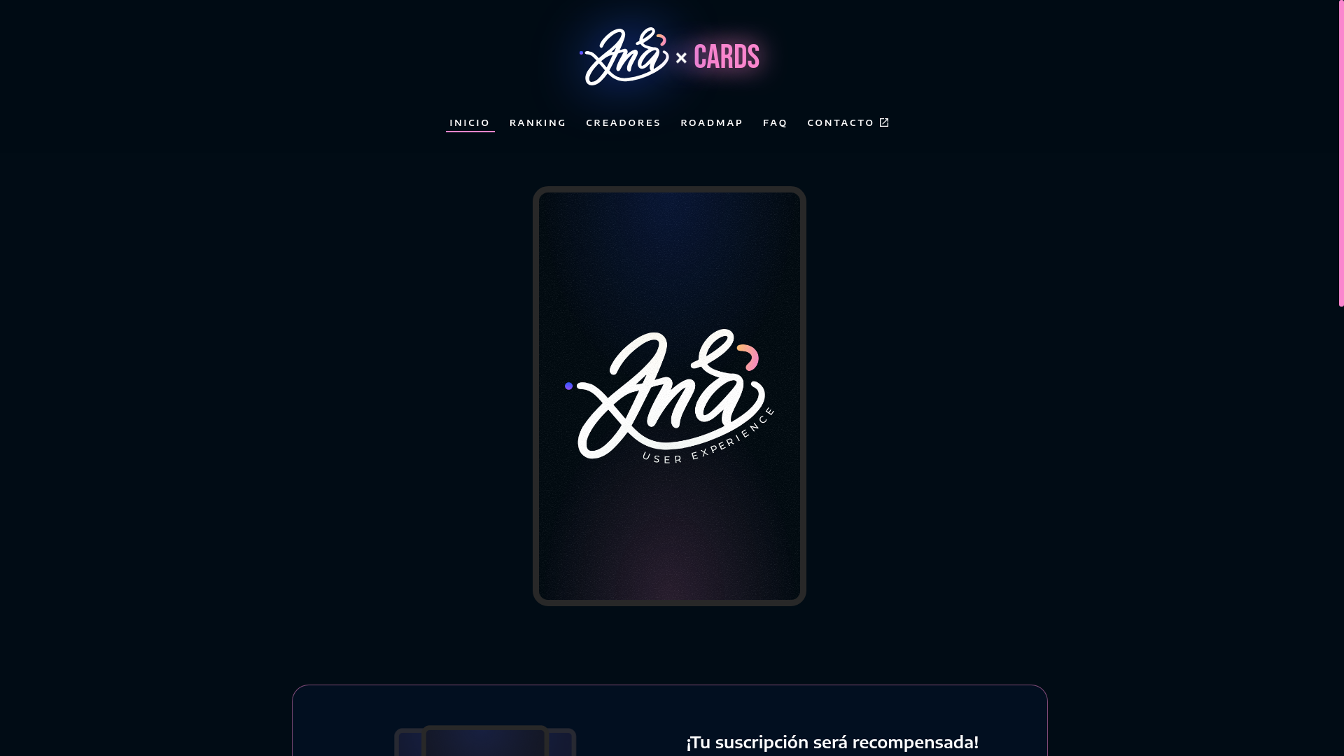 website screenshot of https://ana-cards.pages.dev/