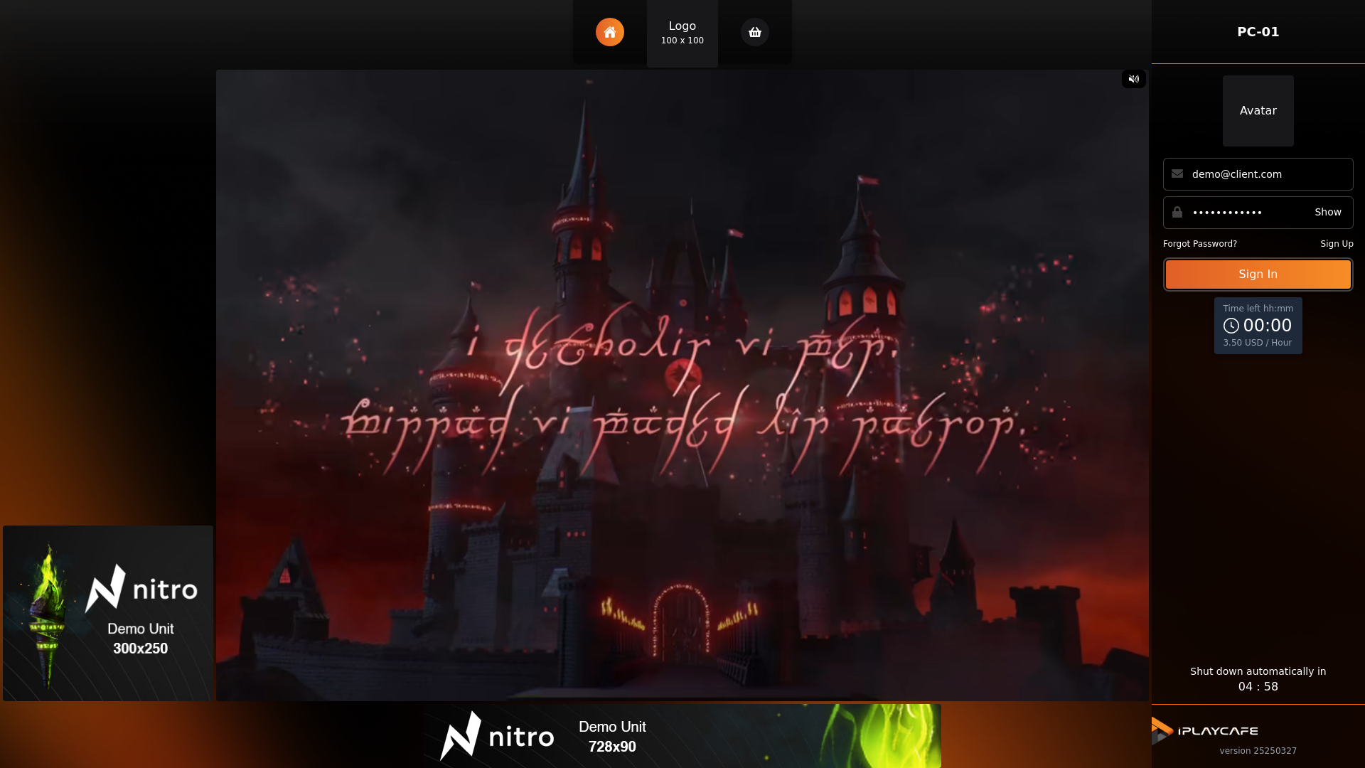 website screenshot of https://iplaycafe-client-demo.pages.dev/
