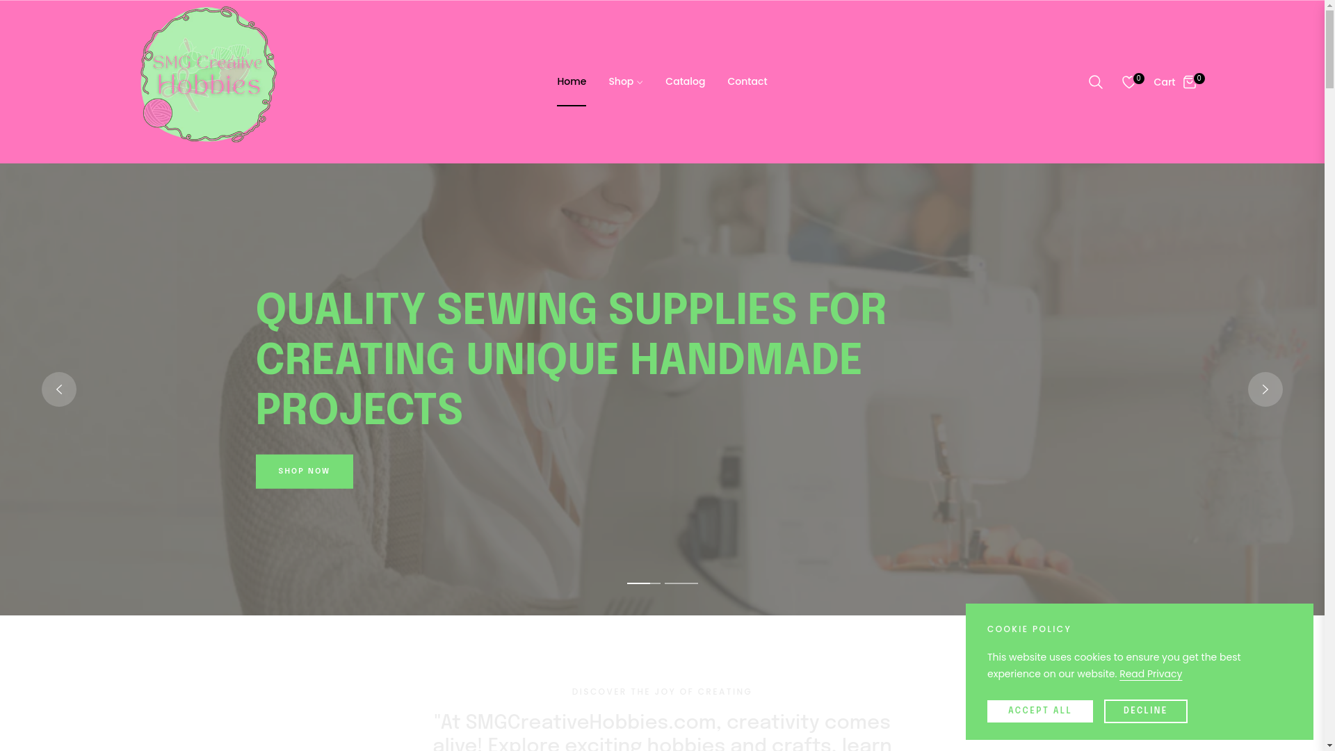 website screenshot of https://smgcreativehobbies.com/