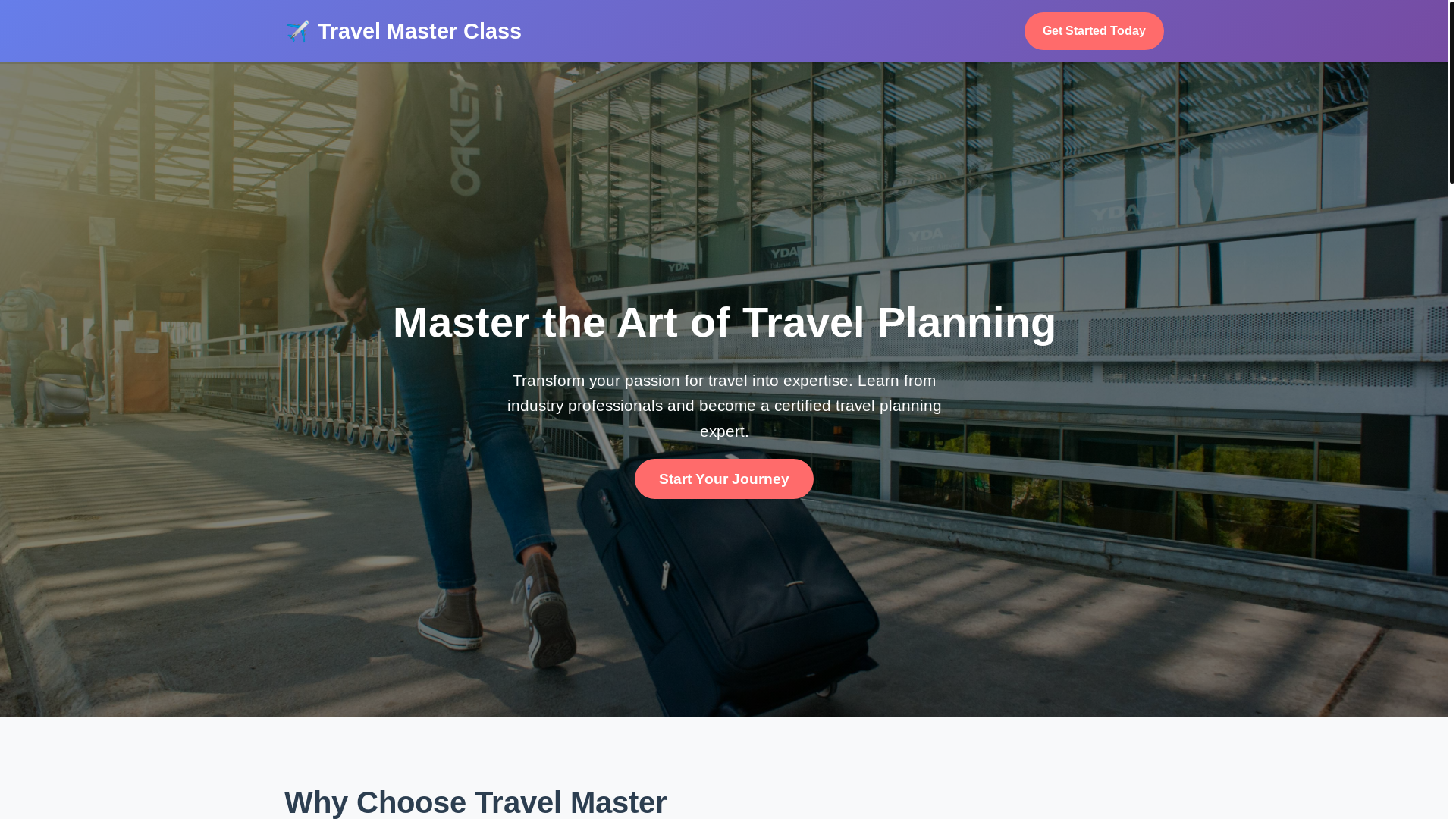 website screenshot of https://travelmasterclass.xyz/