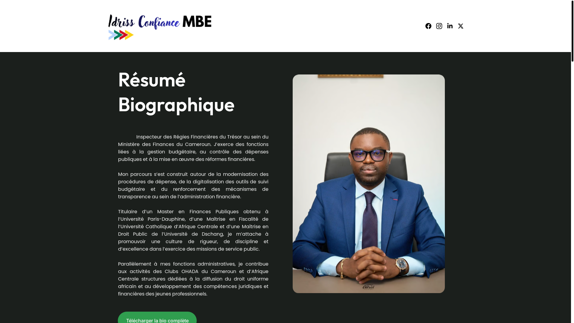 website screenshot of https://idrissconfiancembe.com/