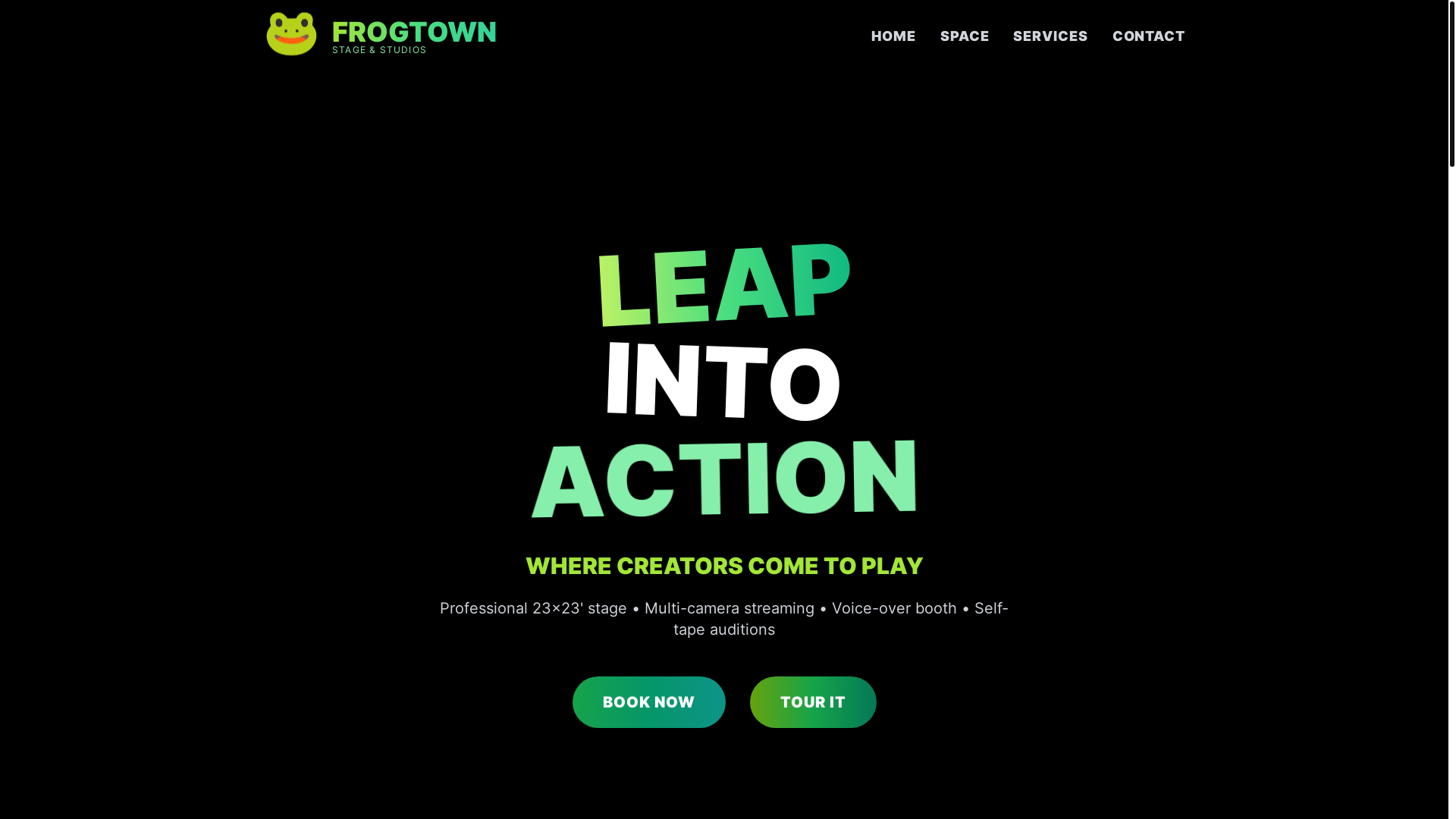 website screenshot of https://frogtownstage.com/