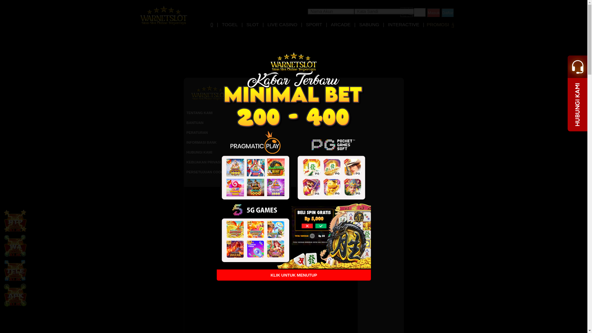 website screenshot of https://warnetslotofc.com/