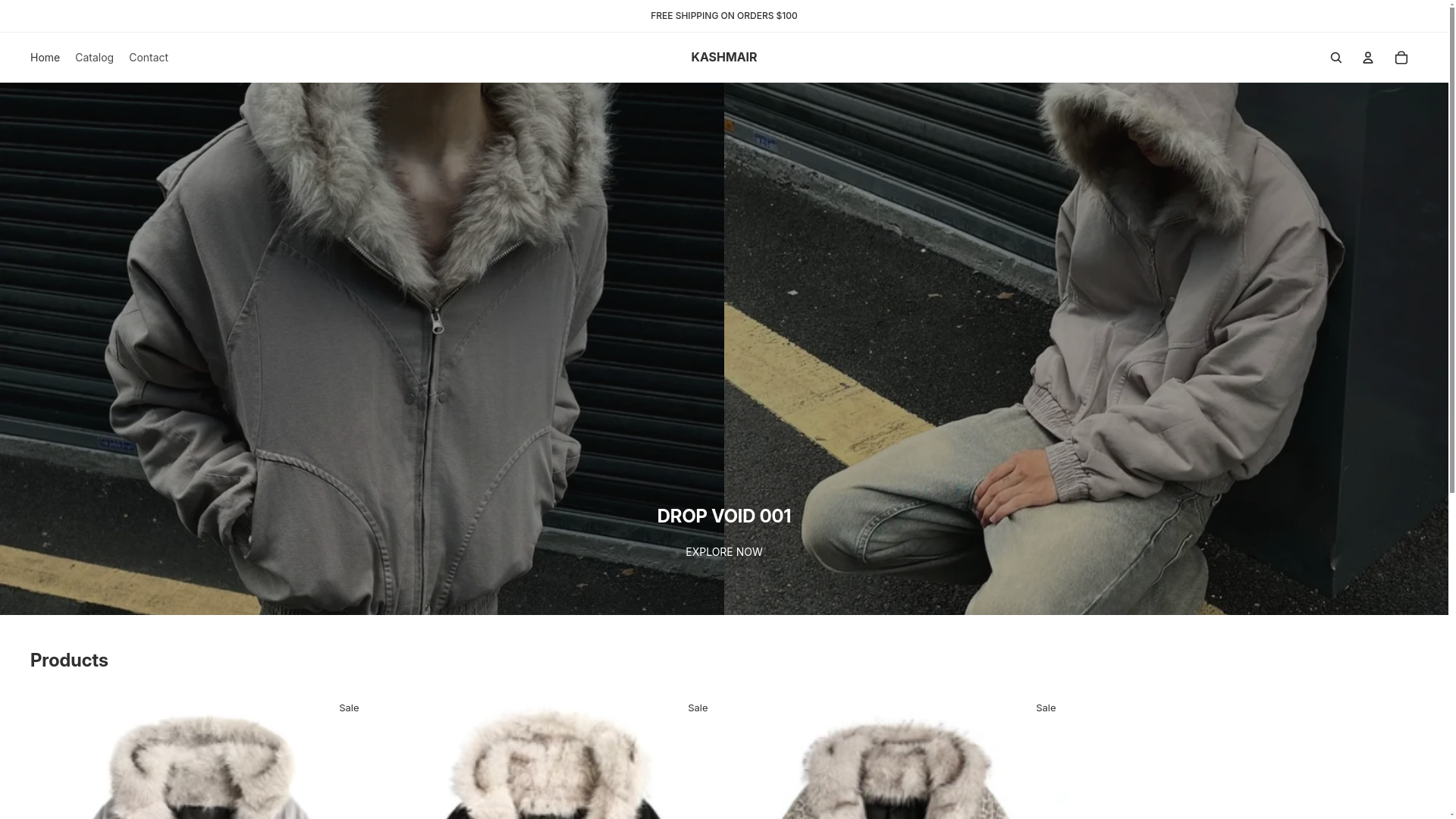 website screenshot of https://kashmair.shop/