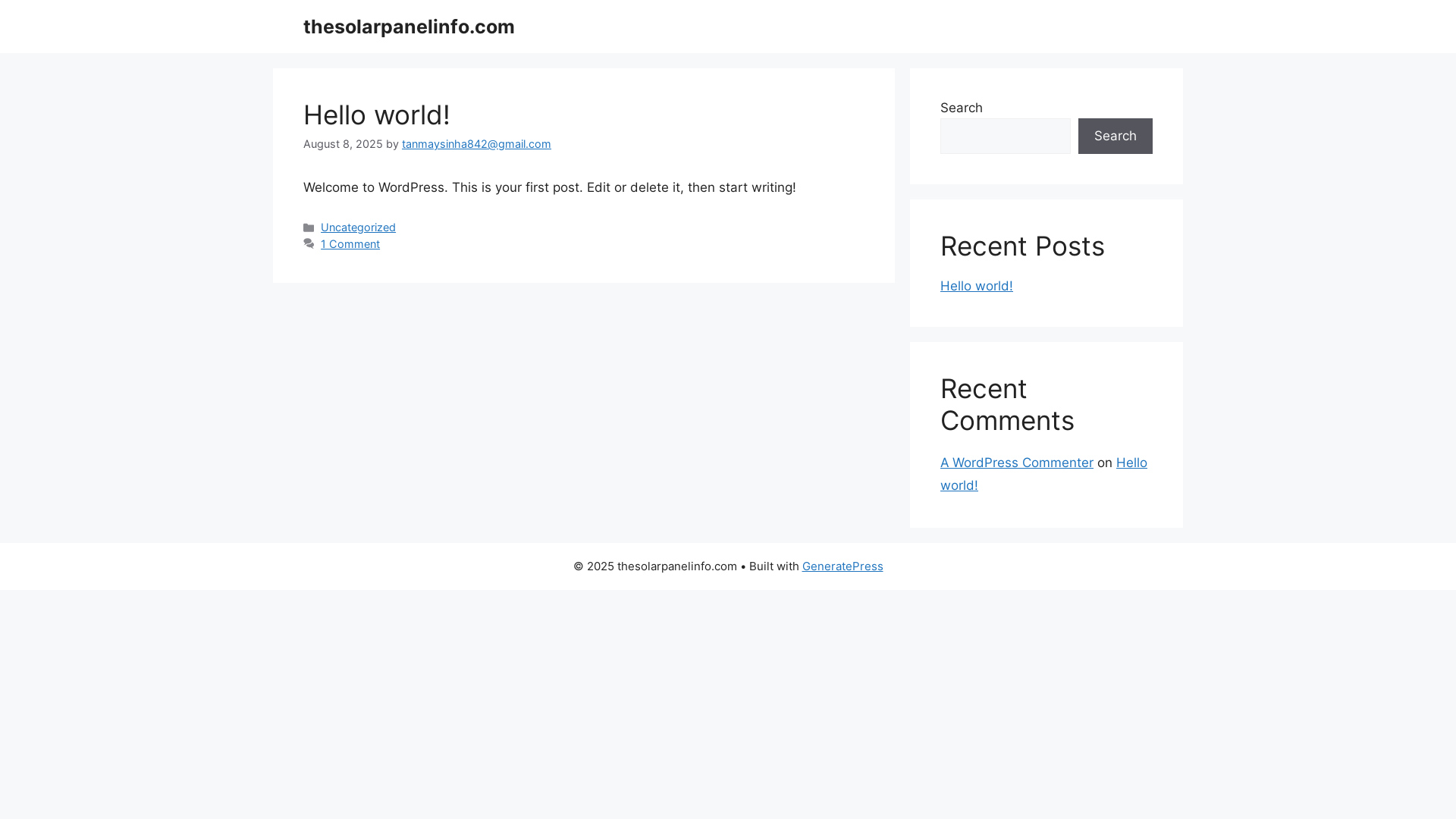 website screenshot of https://thesolarpanelinfo.com/