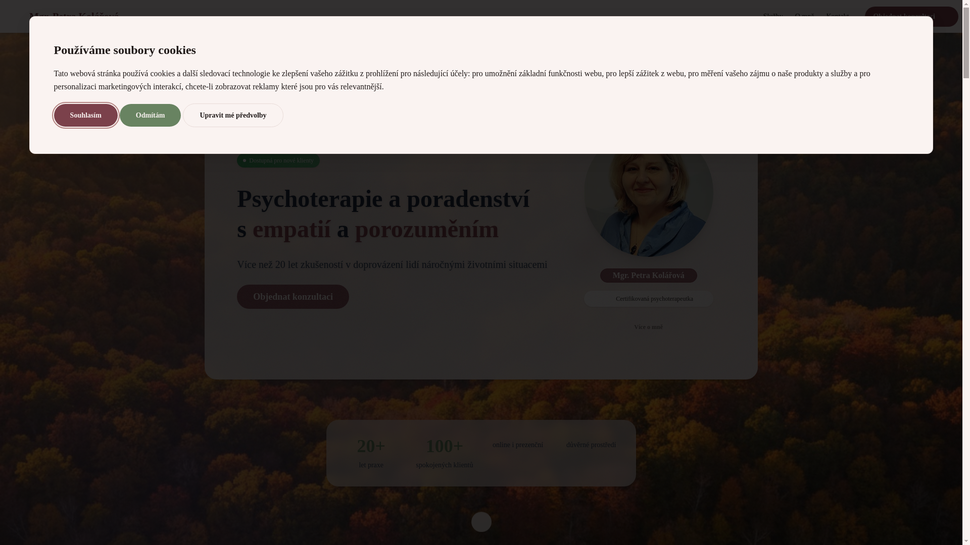 website screenshot of https://kolarovaterapie.cz/