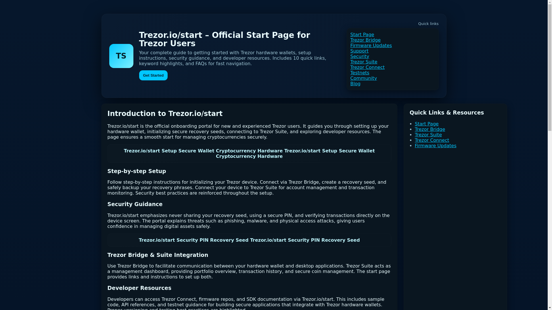 website screenshot of https://started-trezr-ion.pages.dev/