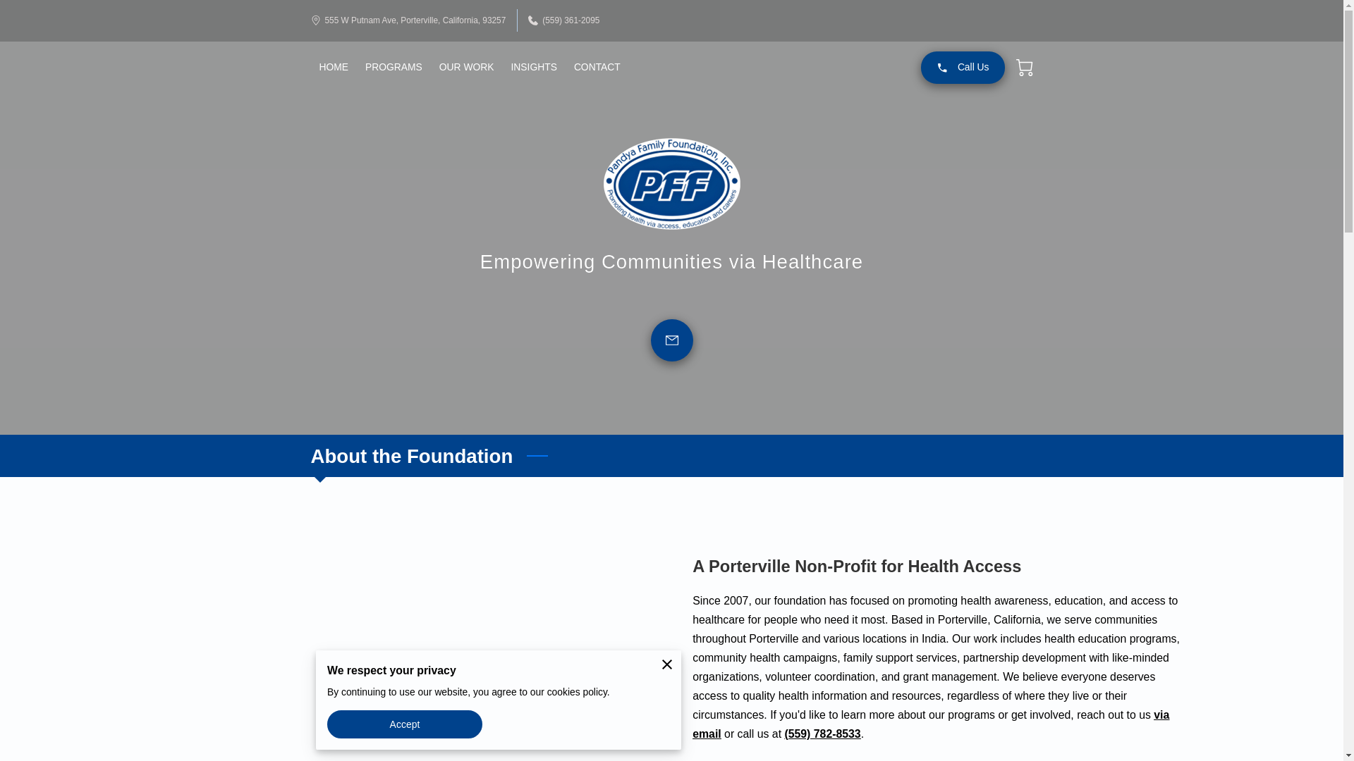 website screenshot of https://pandyafamilyfoundation.org/