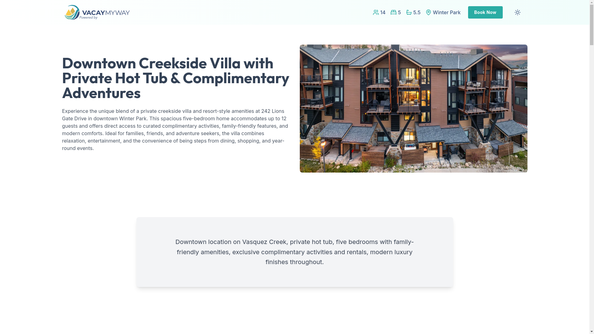 website screenshot of https://serenitycreek.vacations/