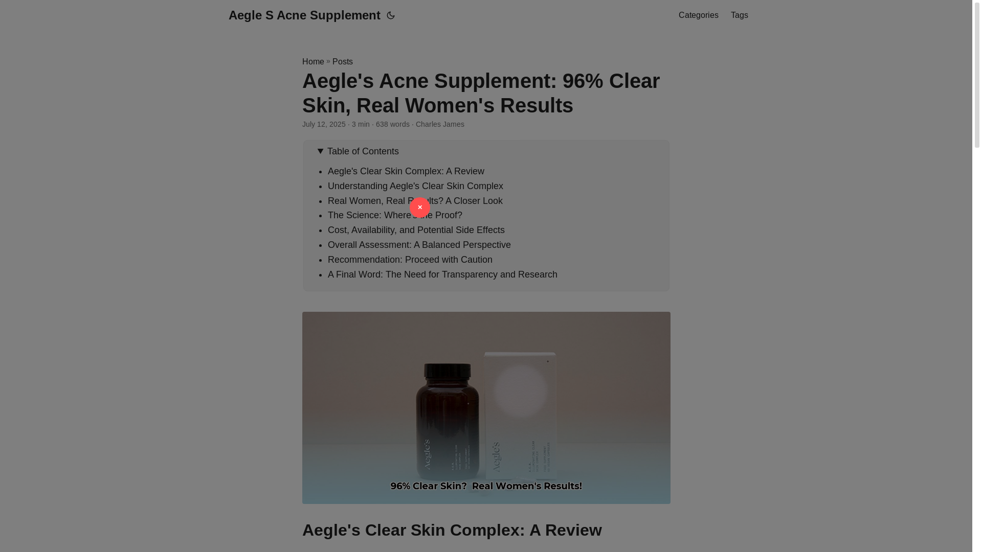 website screenshot of https://aegle-s-acne-supplement.pages.dev/