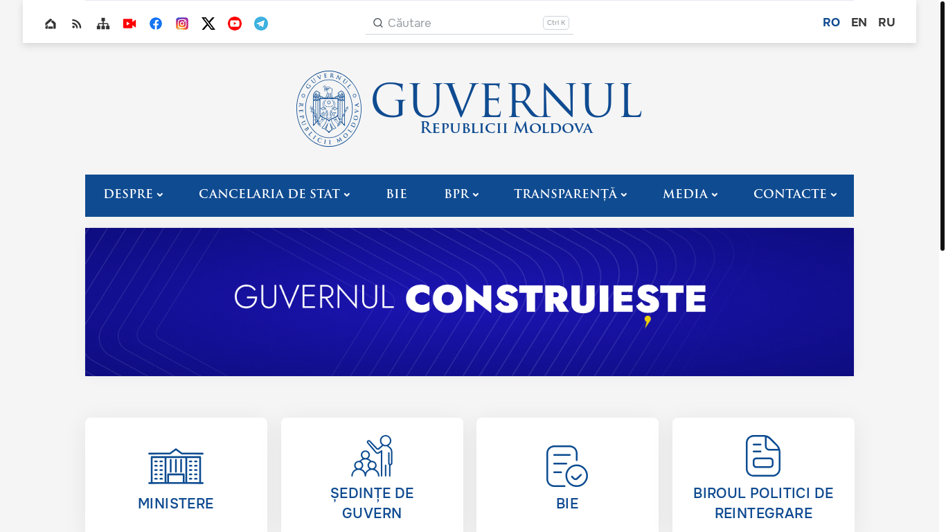 website screenshot of https://gov.md