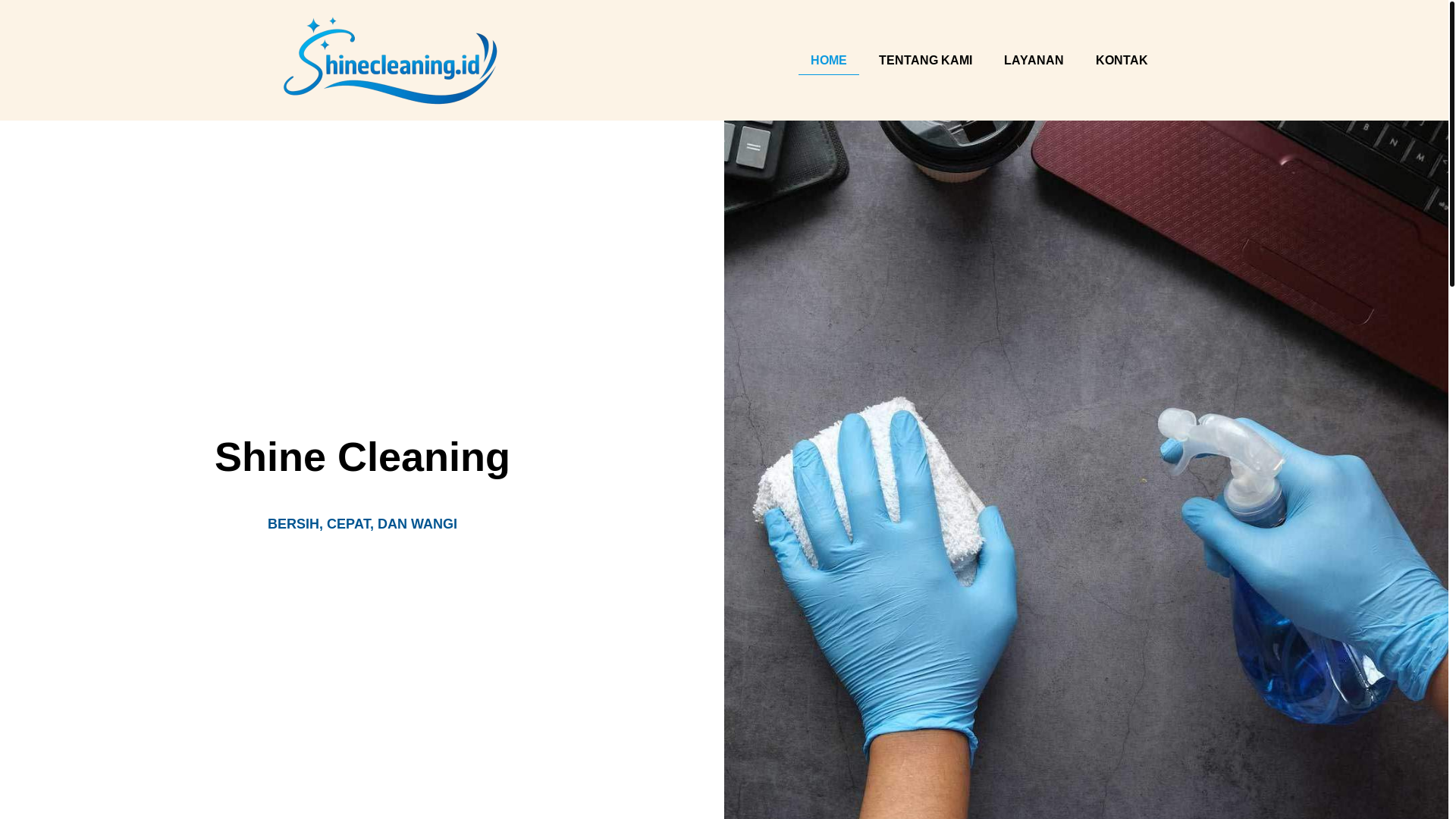 website screenshot of https://shinecleaning.id/