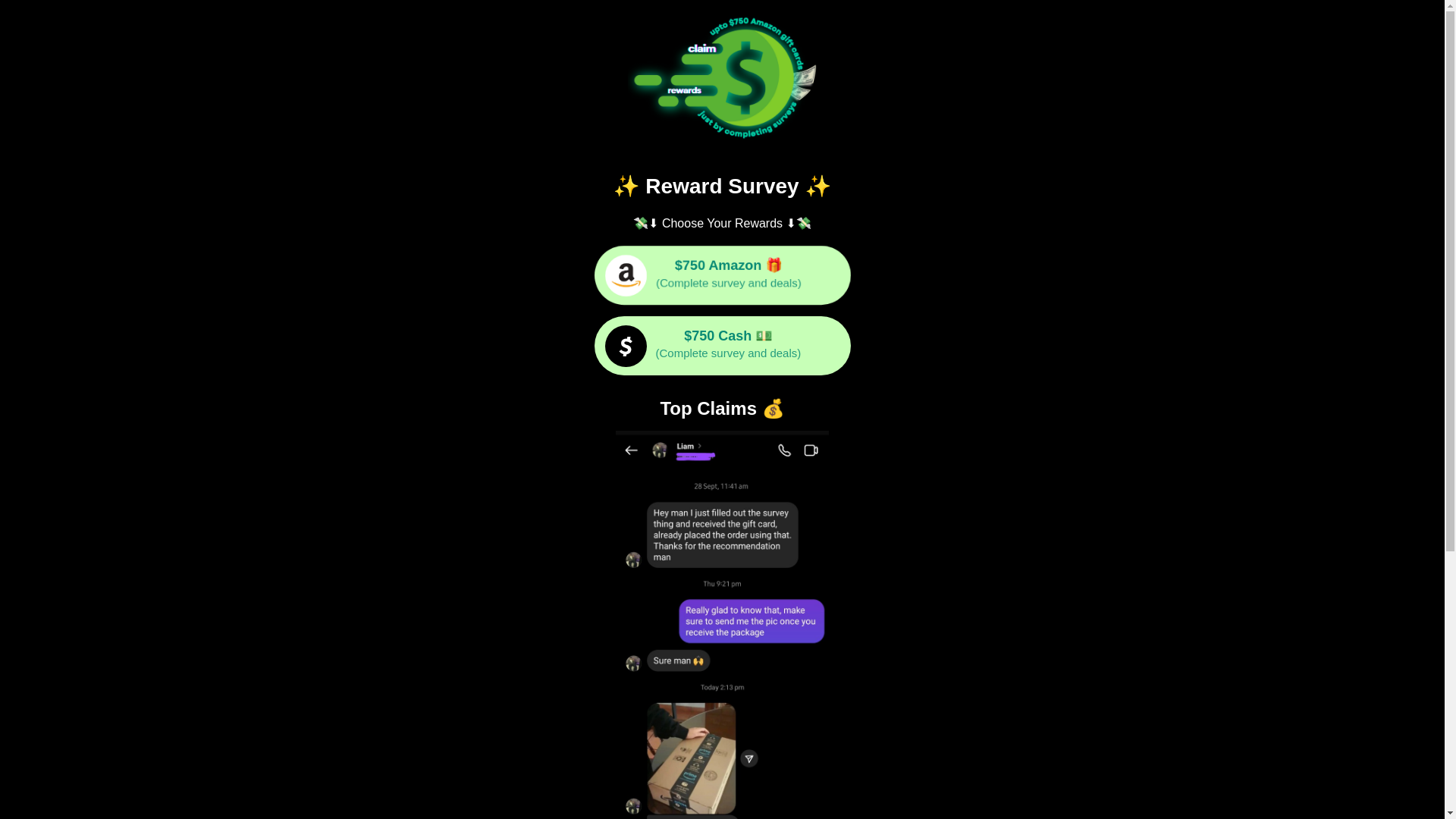 website screenshot of https://claimrewards.app/rewards