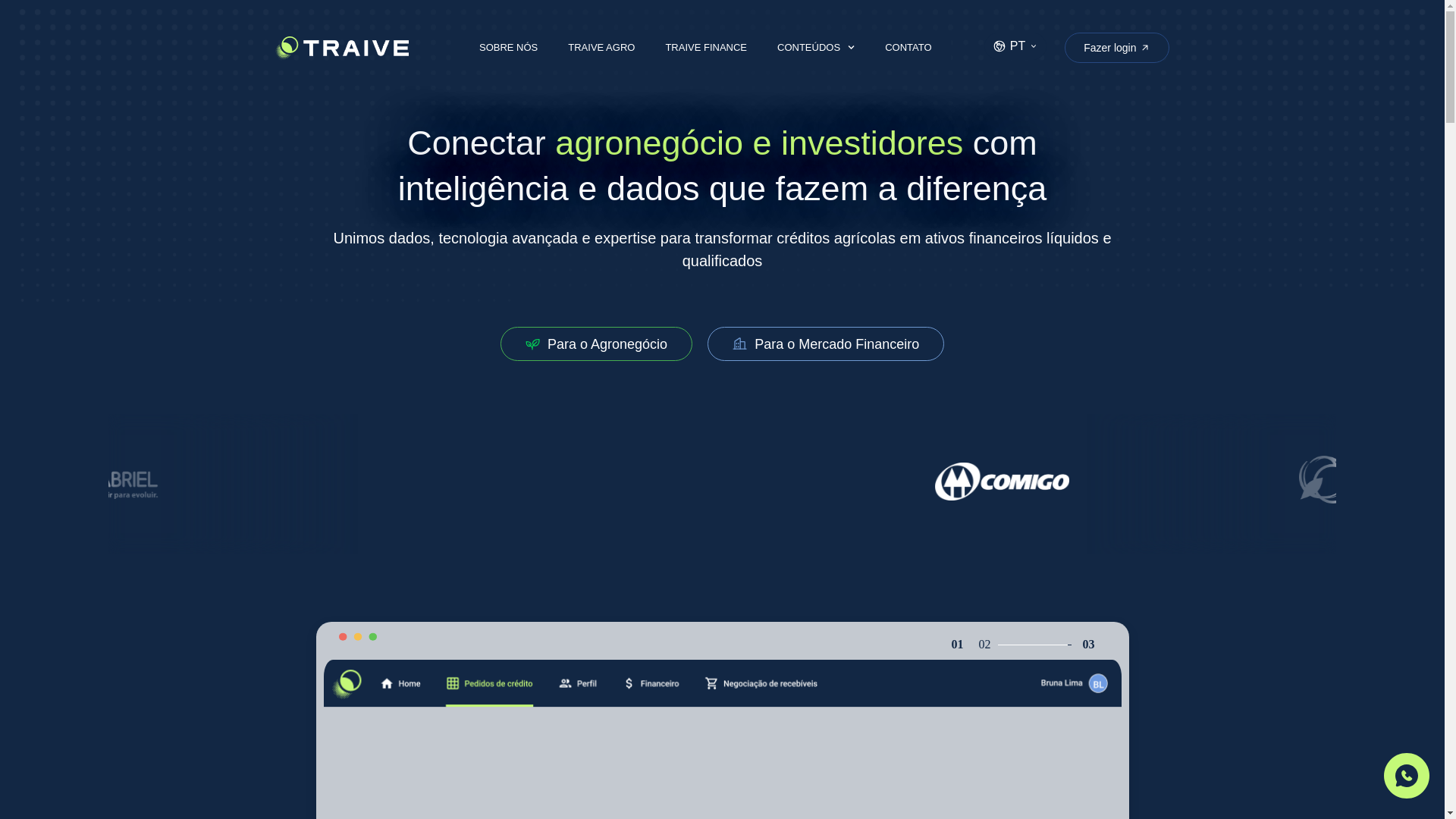 website screenshot of https://contatotraive.com/