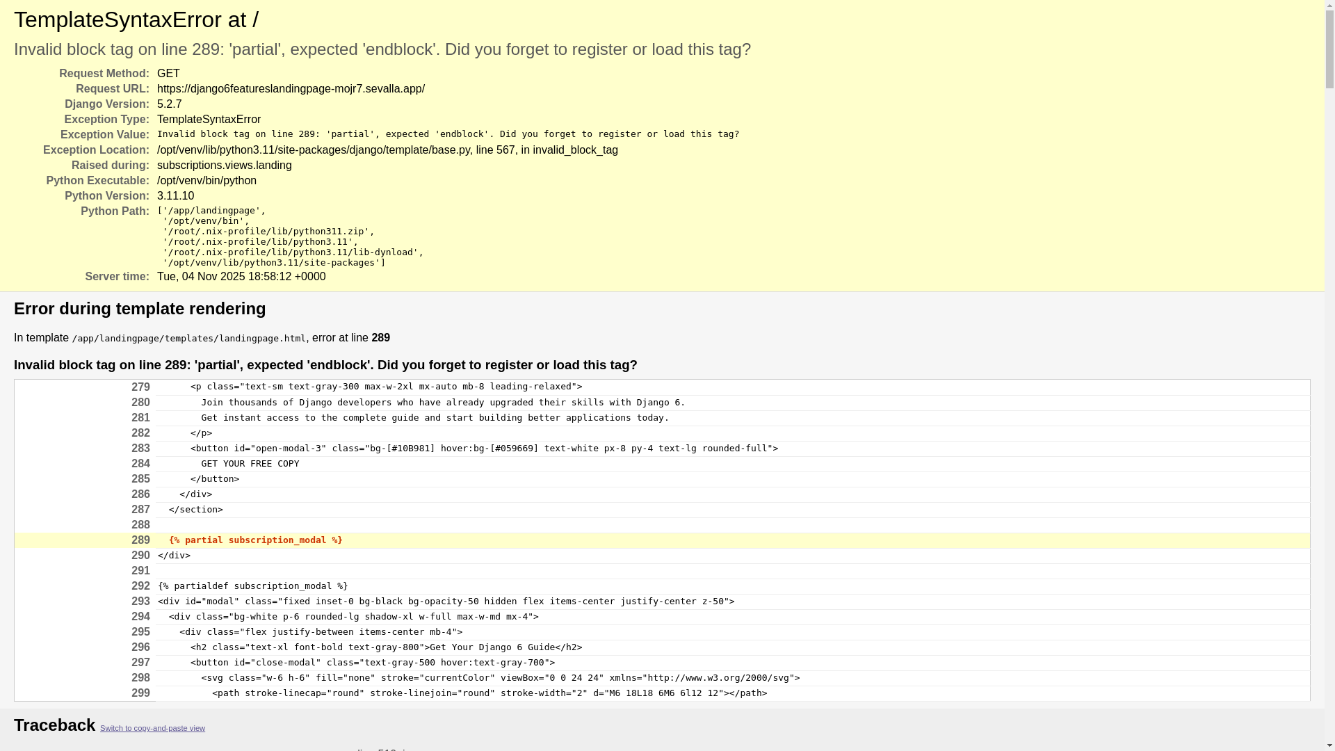website screenshot of https://django6featureslandingpage-mojr7.sevalla.app