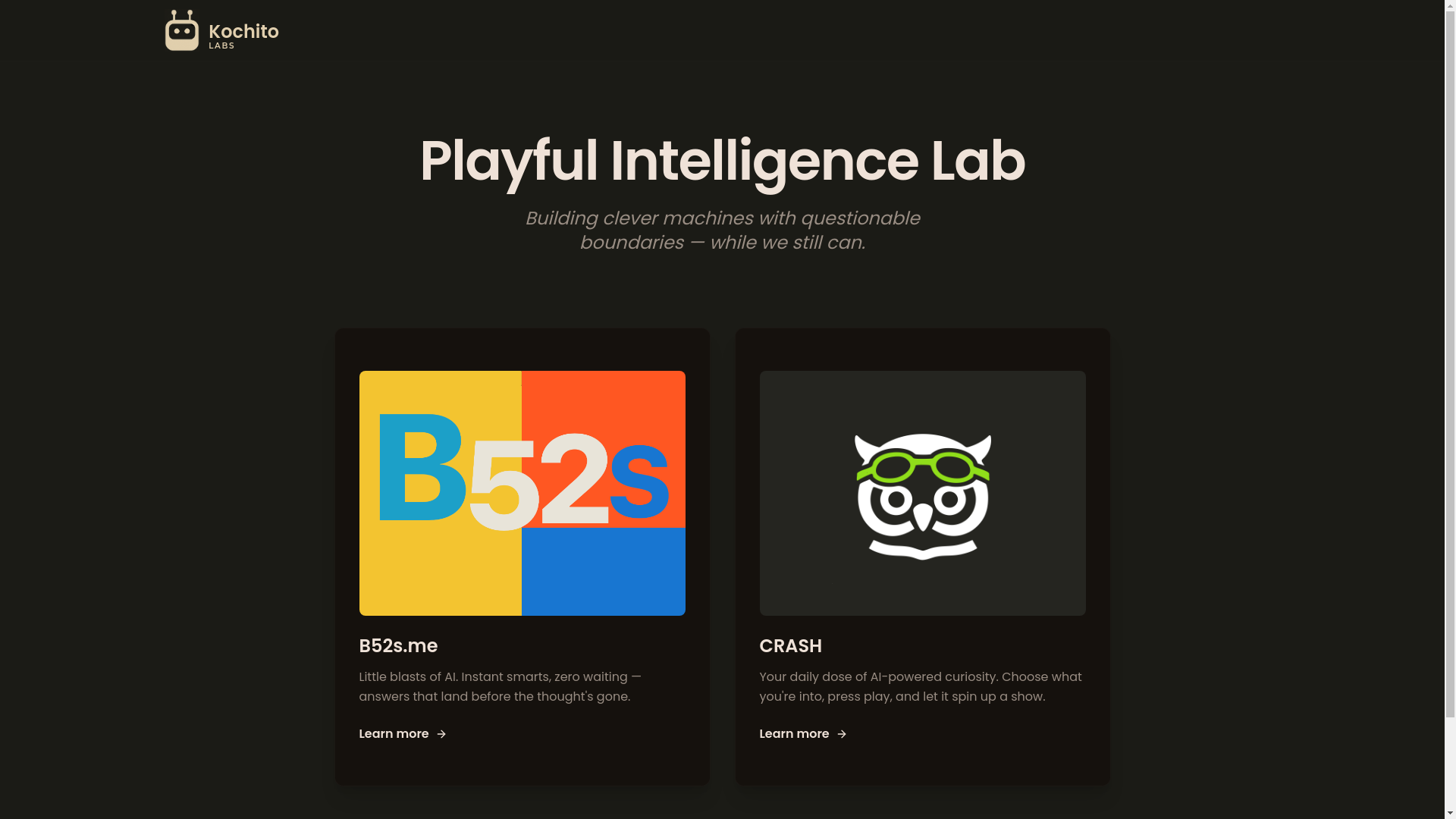 website screenshot of https://kochitolabs.com/