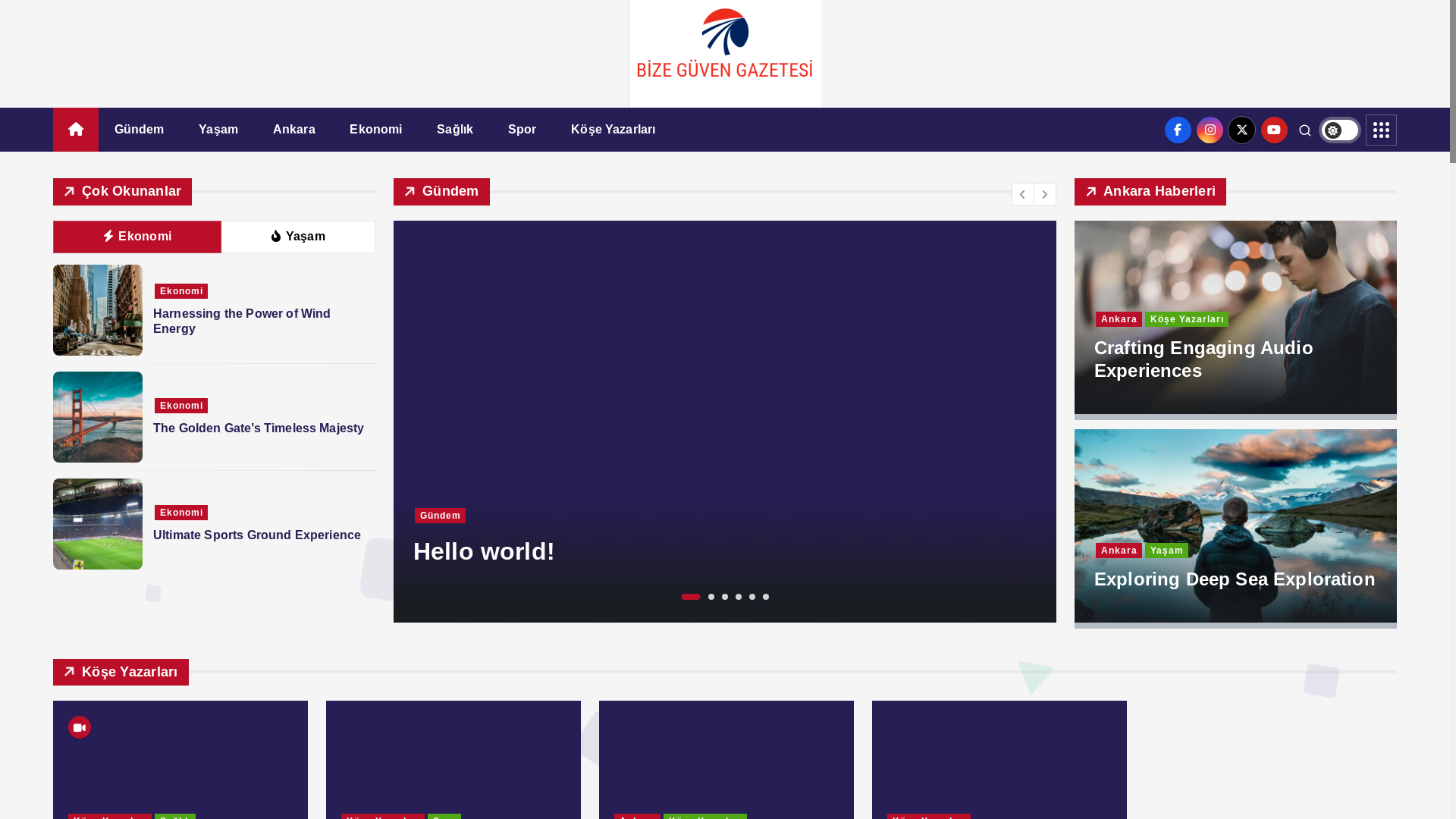 website screenshot of https://bizeguvengazetesi.com.tr/