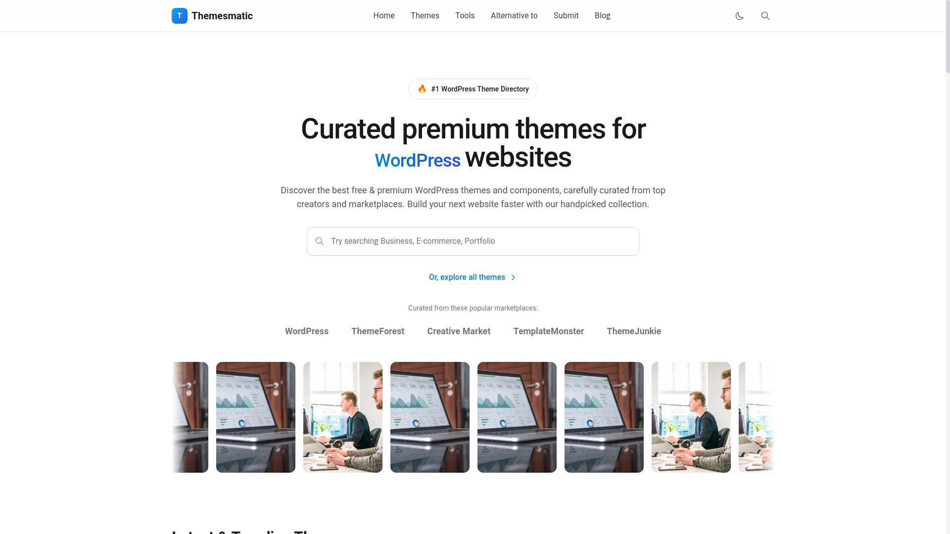 website screenshot of https://themesmatic.pages.dev/