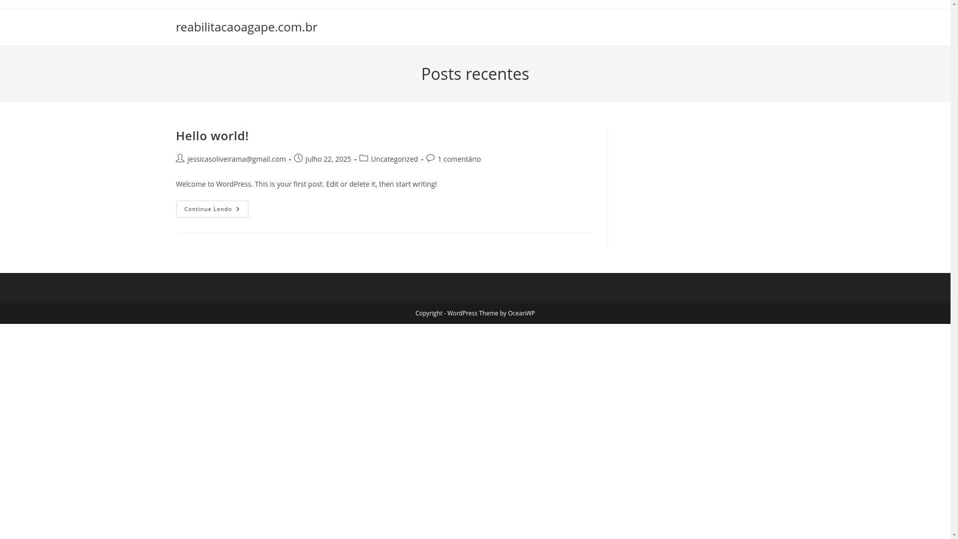 website screenshot of https://reabilitacaoagape.com.br/