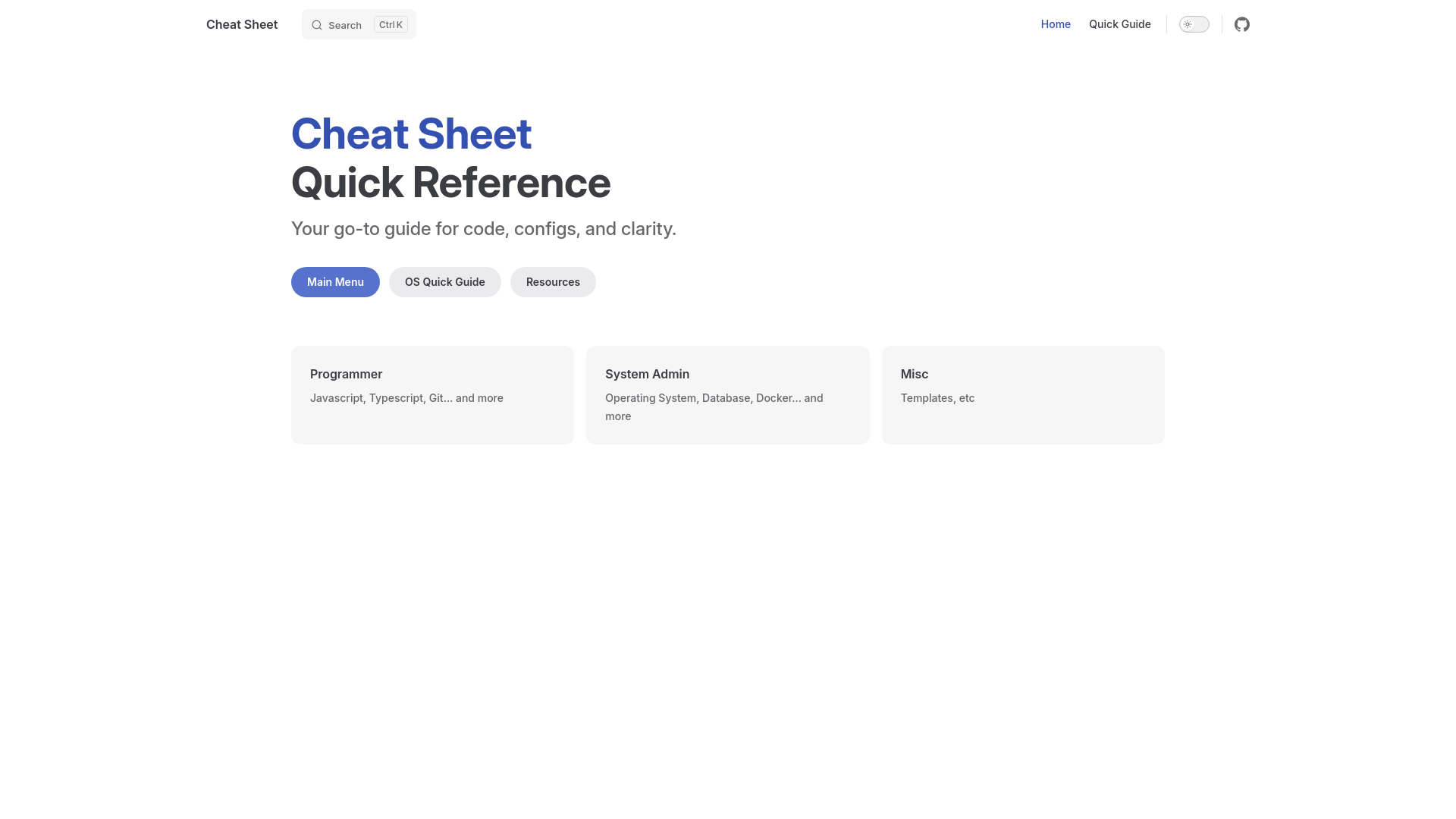 website screenshot of https://cheatsheet-drs.pages.dev/