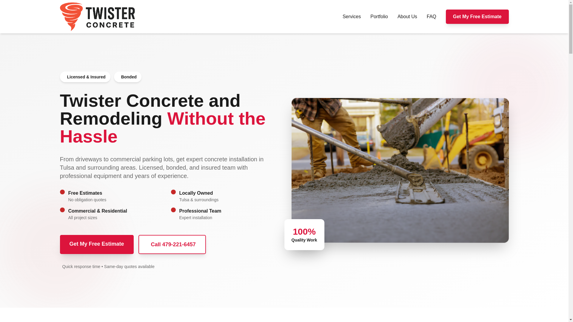 website screenshot of https://twisterconcreteworkllc.com/