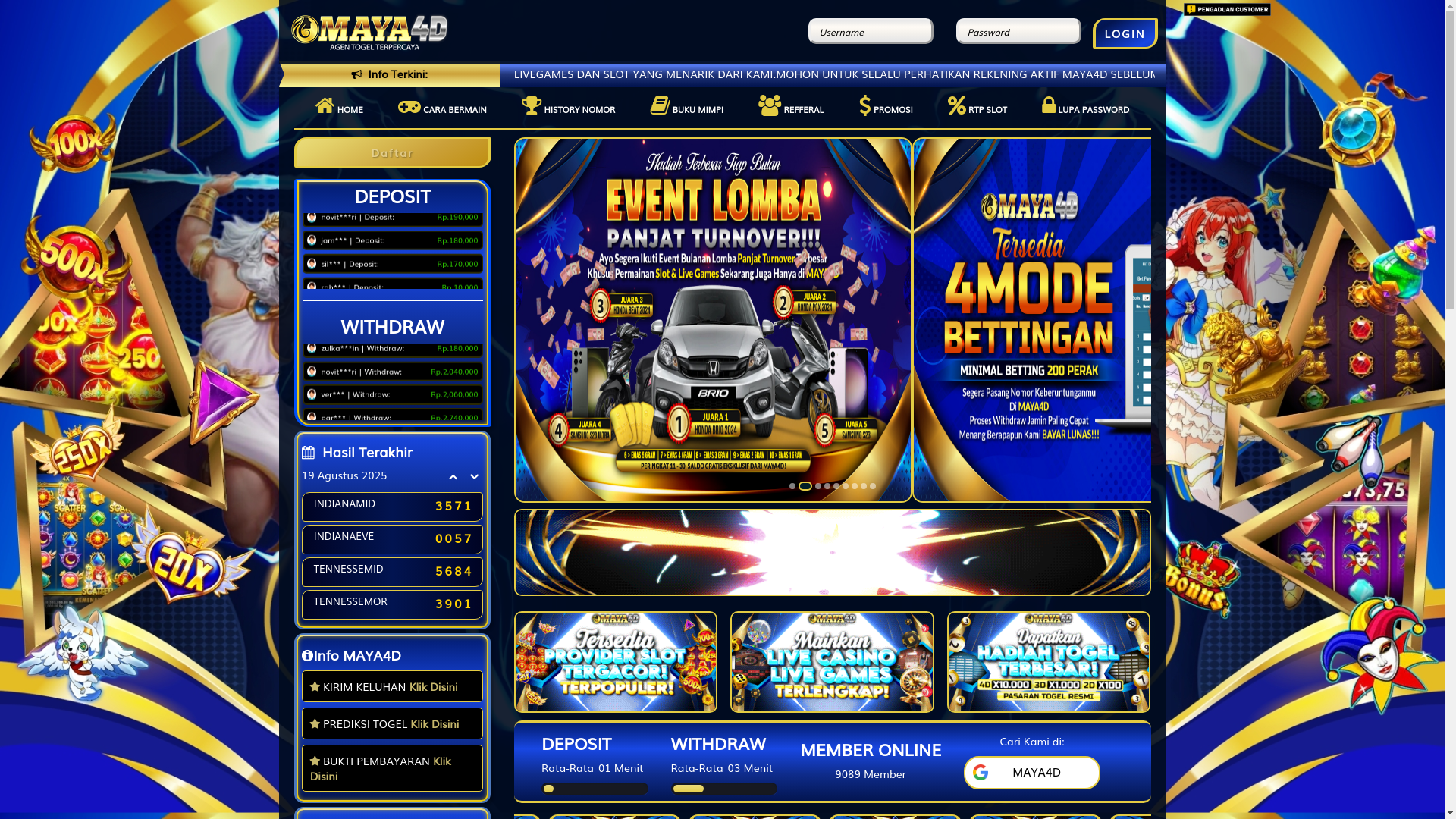 website screenshot of https://memangmaya4d.com/