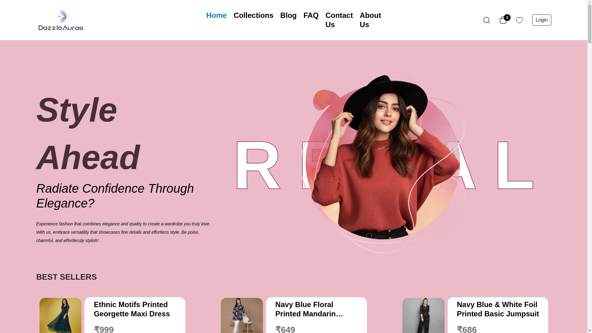 website screenshot of https://dazzleauras.com/