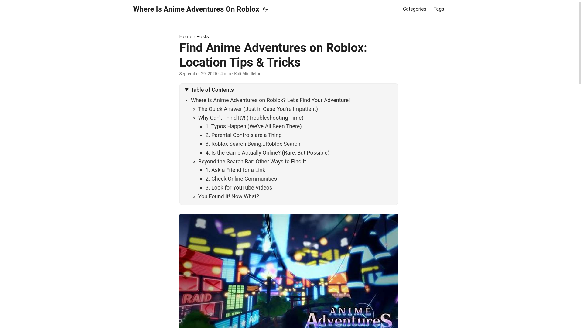 website screenshot of https://where-is-anime-adventures-on-roblox.pages.dev/