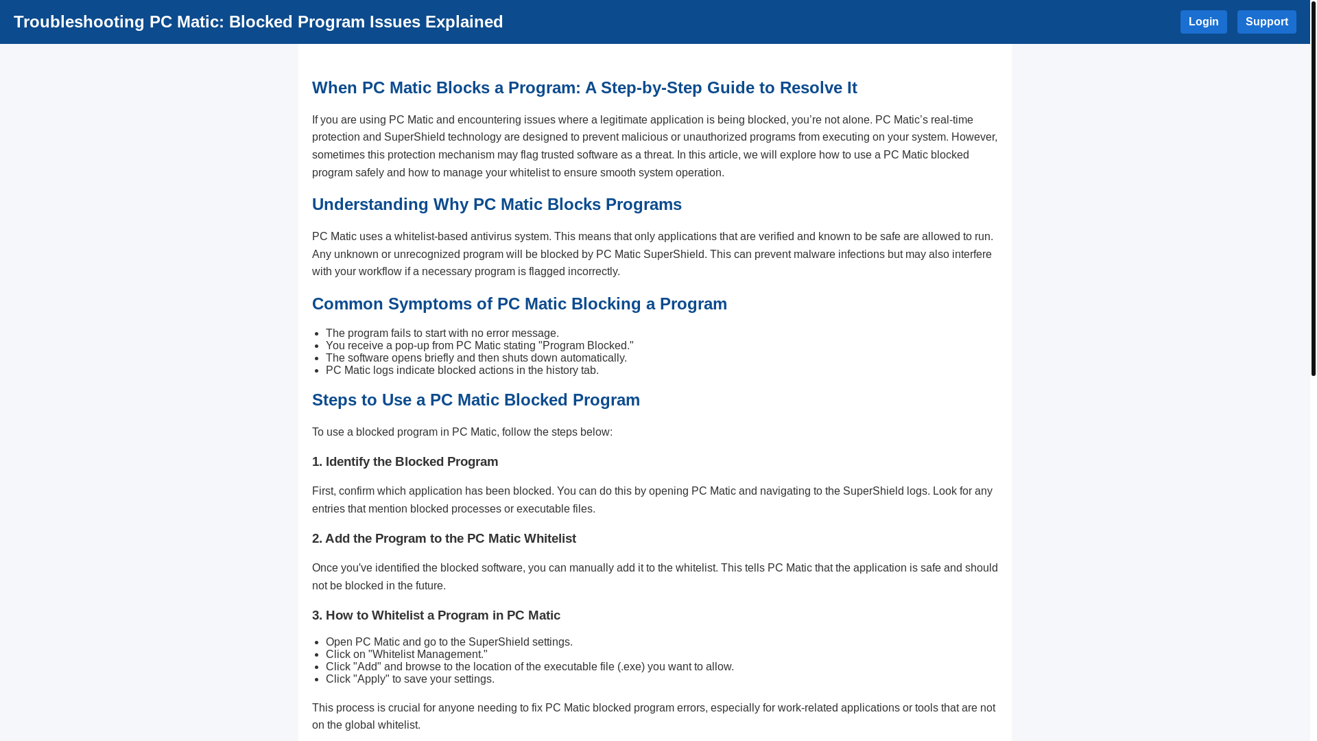 website screenshot of https://pcmaticblockedprogram.pages.dev/