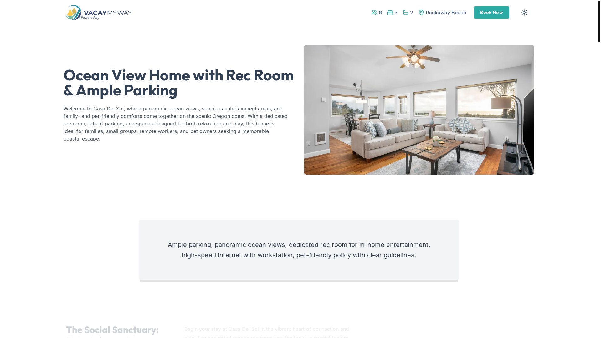 website screenshot of https://tranquilcoast.vacations/