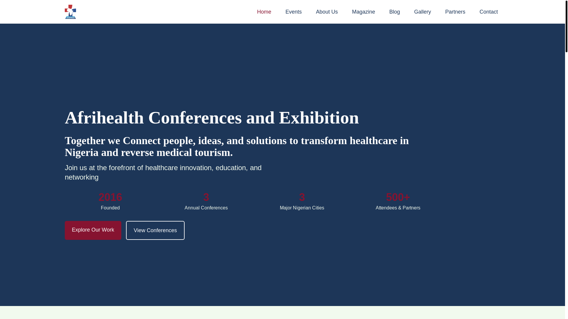 website screenshot of https://afrihealthexpo.org
