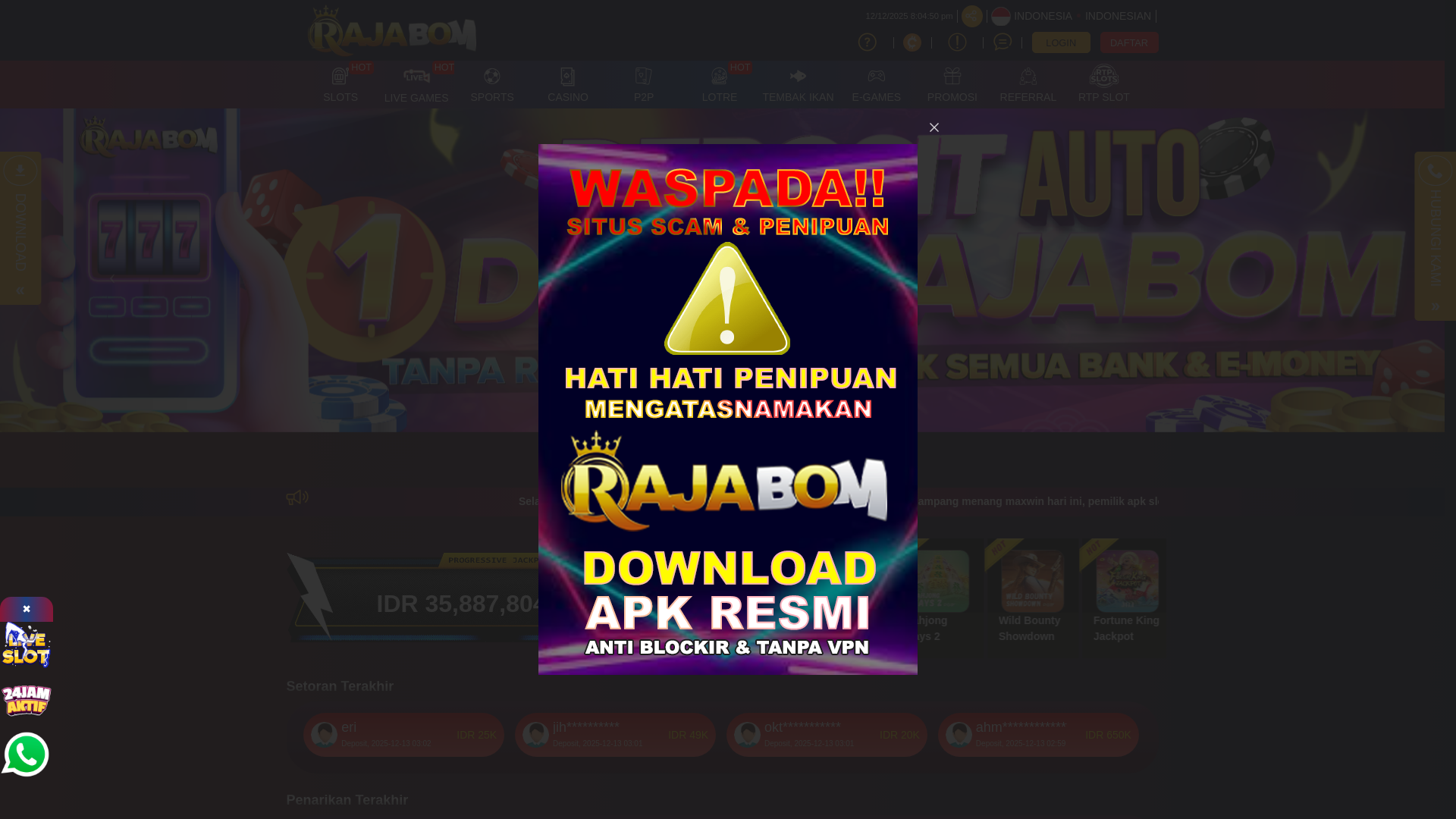 website screenshot of https://rajabm-pgsoft.store/