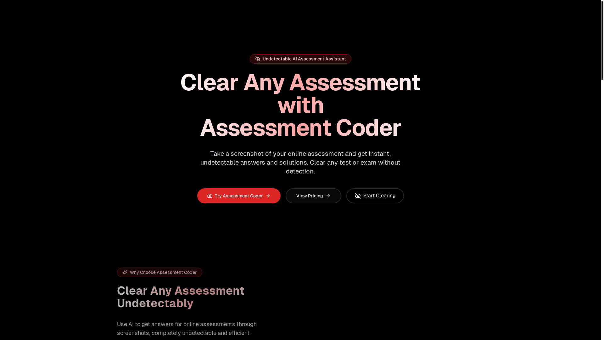 website screenshot of https://assessmentcoder.com/