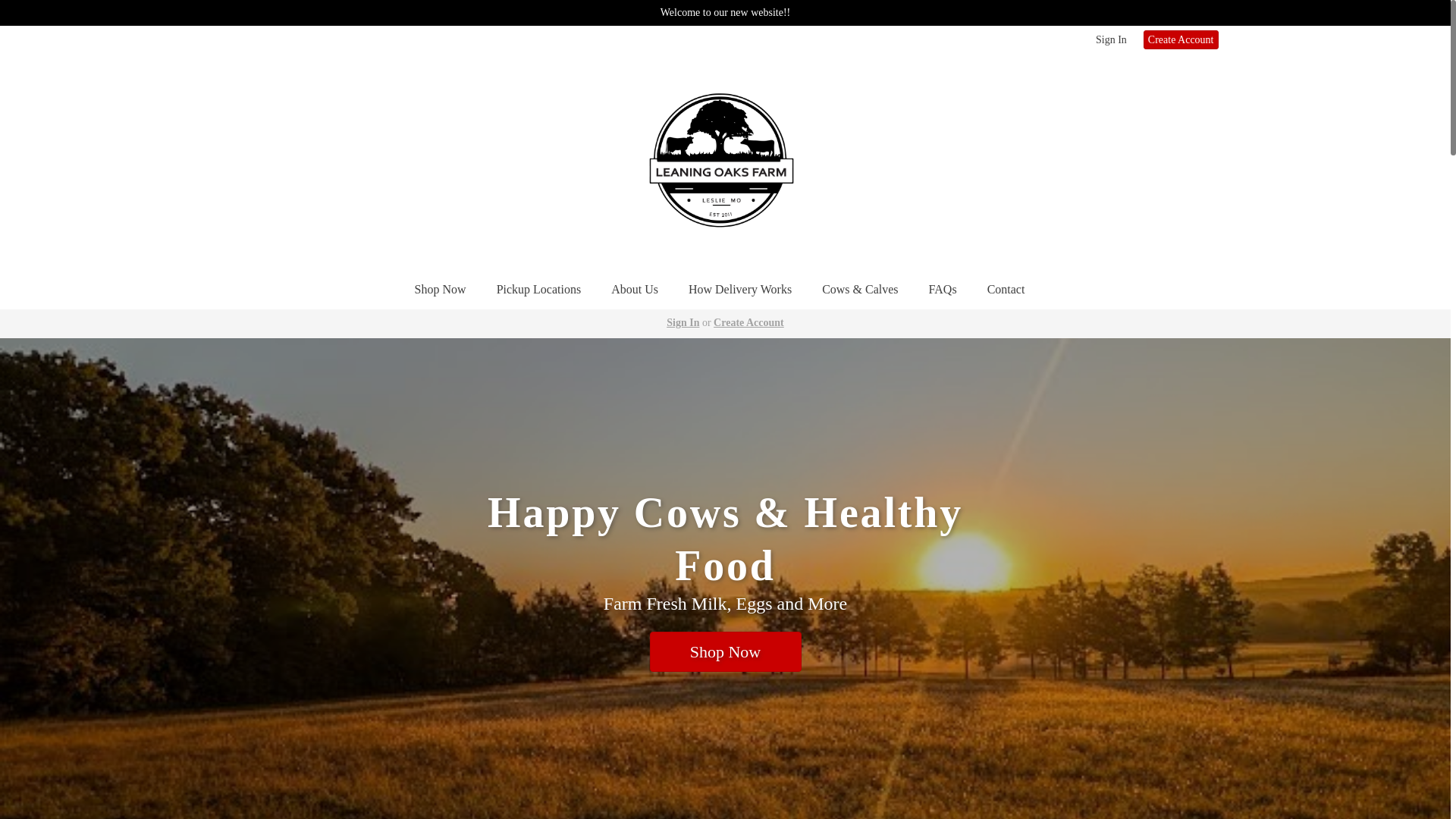 website screenshot of https://leaningoaksfarms.com/