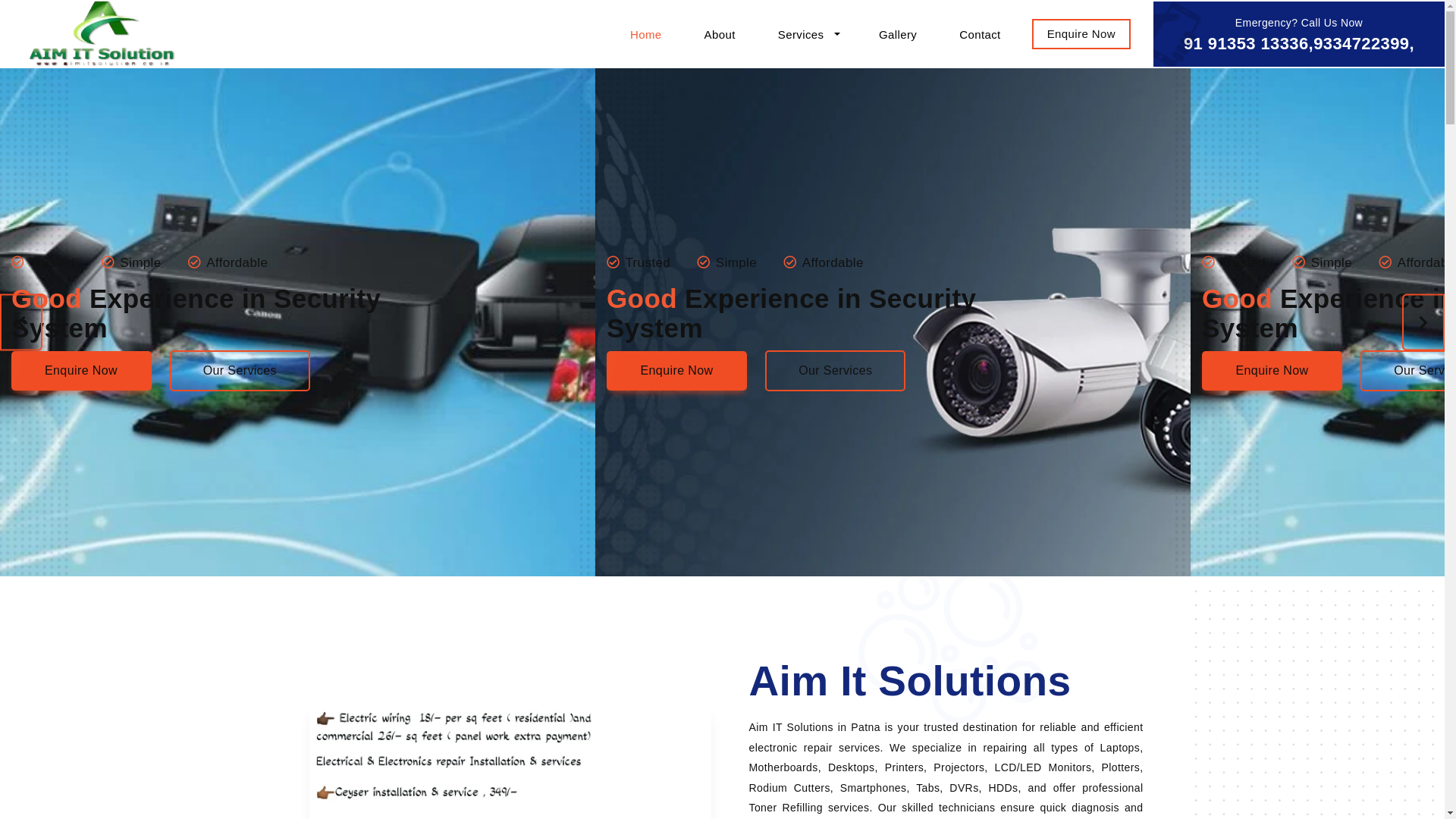 website screenshot of https://aimitsolutionspatna.com/