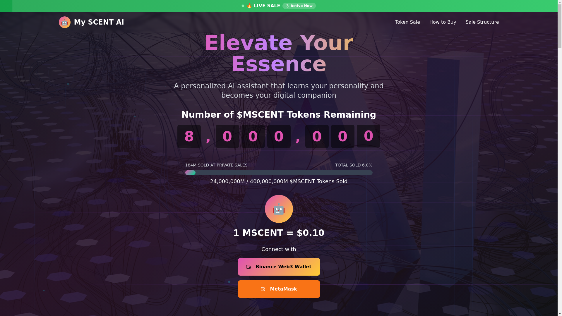 website screenshot of https://myscent.sale/