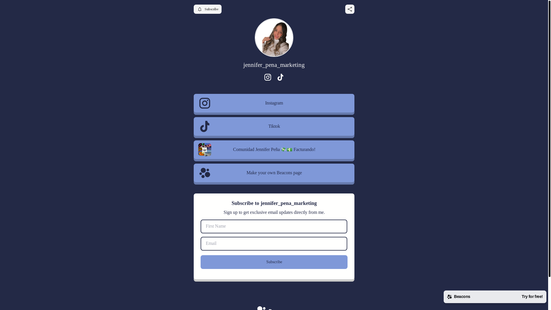 website screenshot of https://jenniferpenamarketing.com/