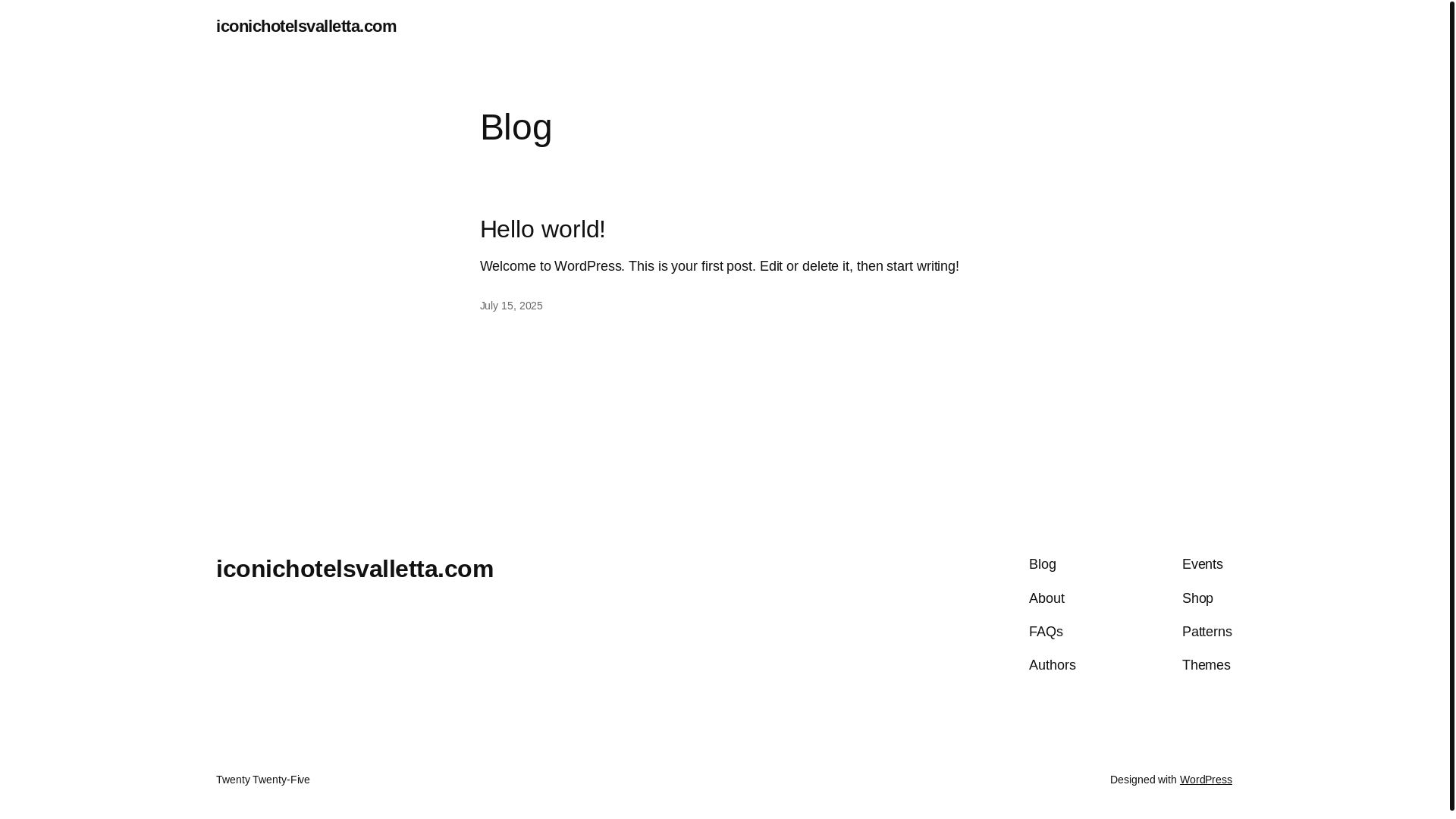 website screenshot of https://iconichotelsvalletta.com/