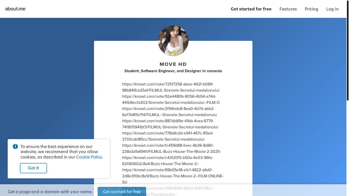 website screenshot of https://about.me/movehd