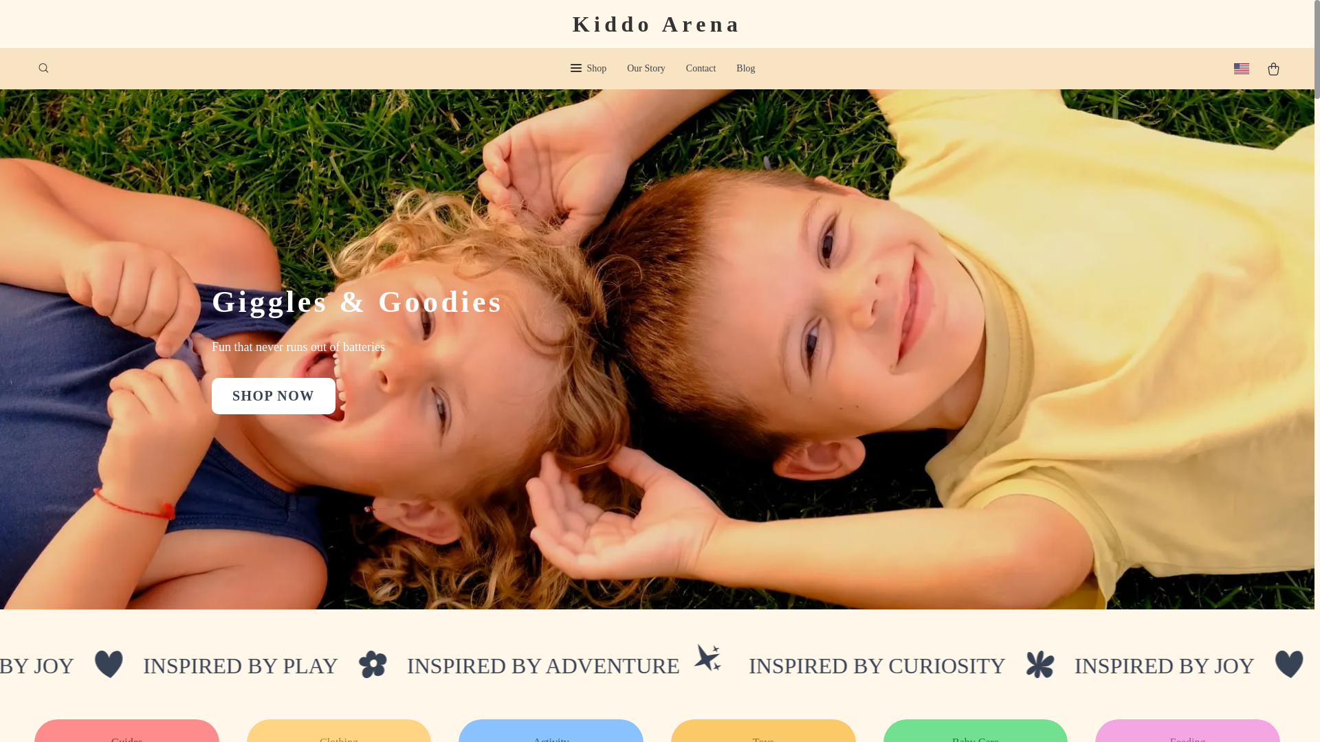 website screenshot of https://kiddoarena.shop/