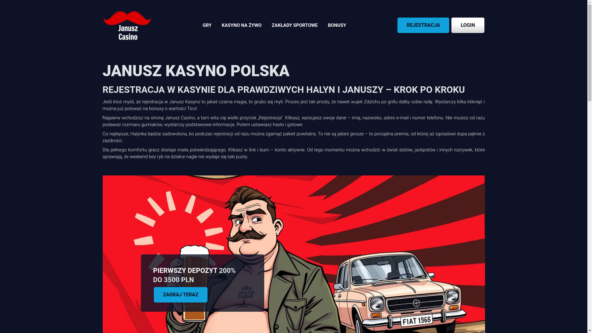 website screenshot of https://januszkasyno.org/