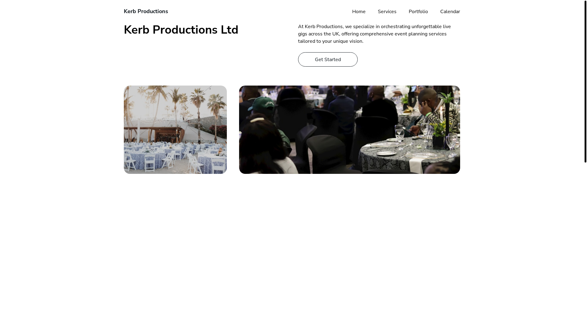 website screenshot of https://kerb-productions.com/