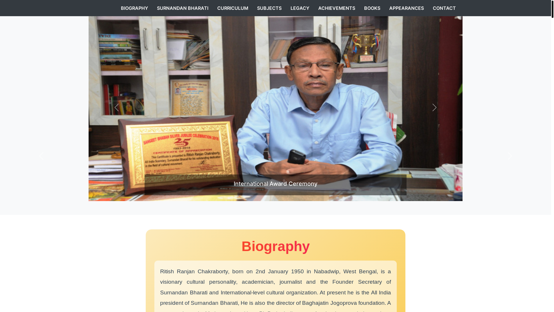 website screenshot of https://ritishranjanchakraborty.co.in/