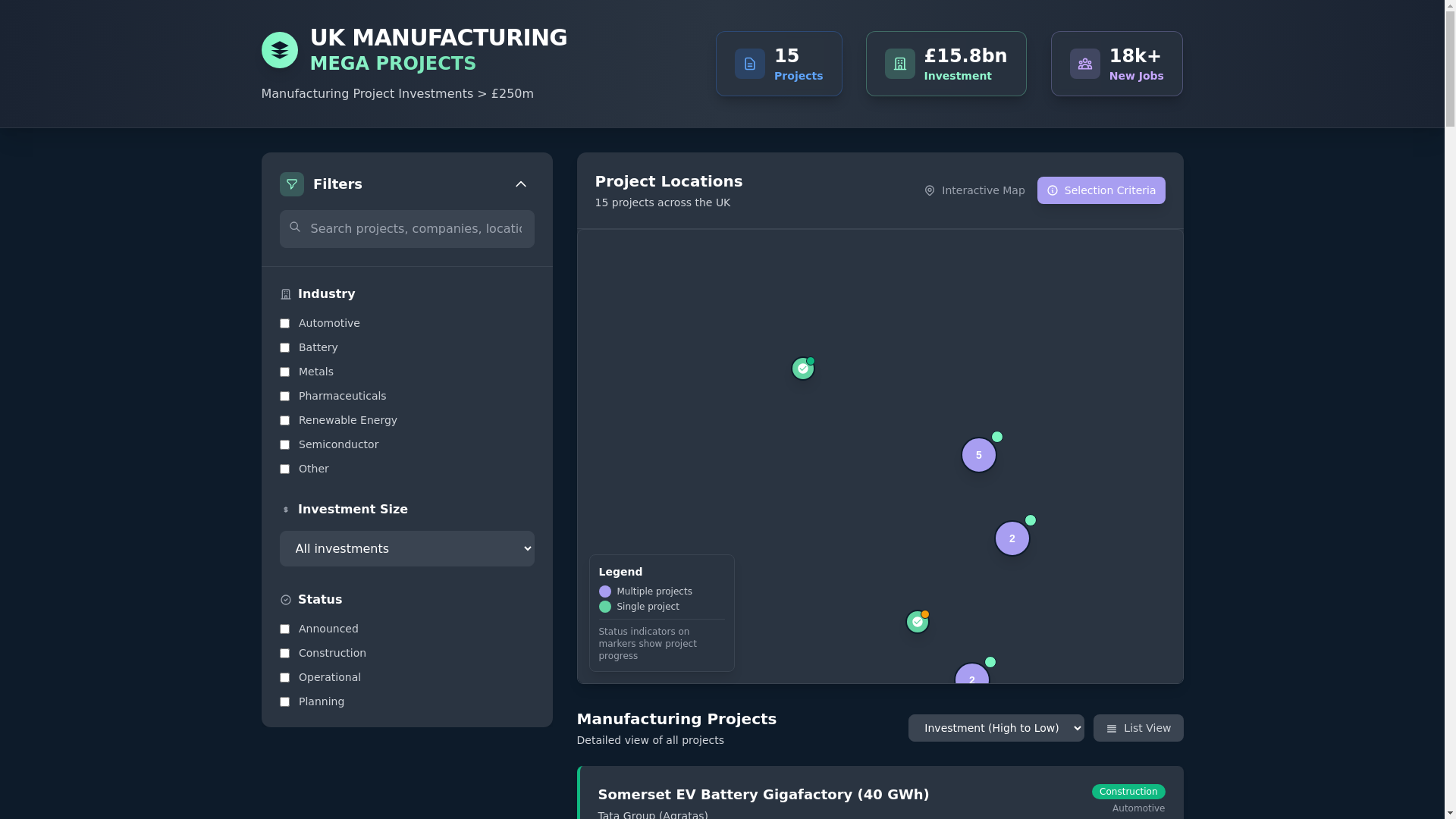 website screenshot of https://manufacturingprojects.co.uk/