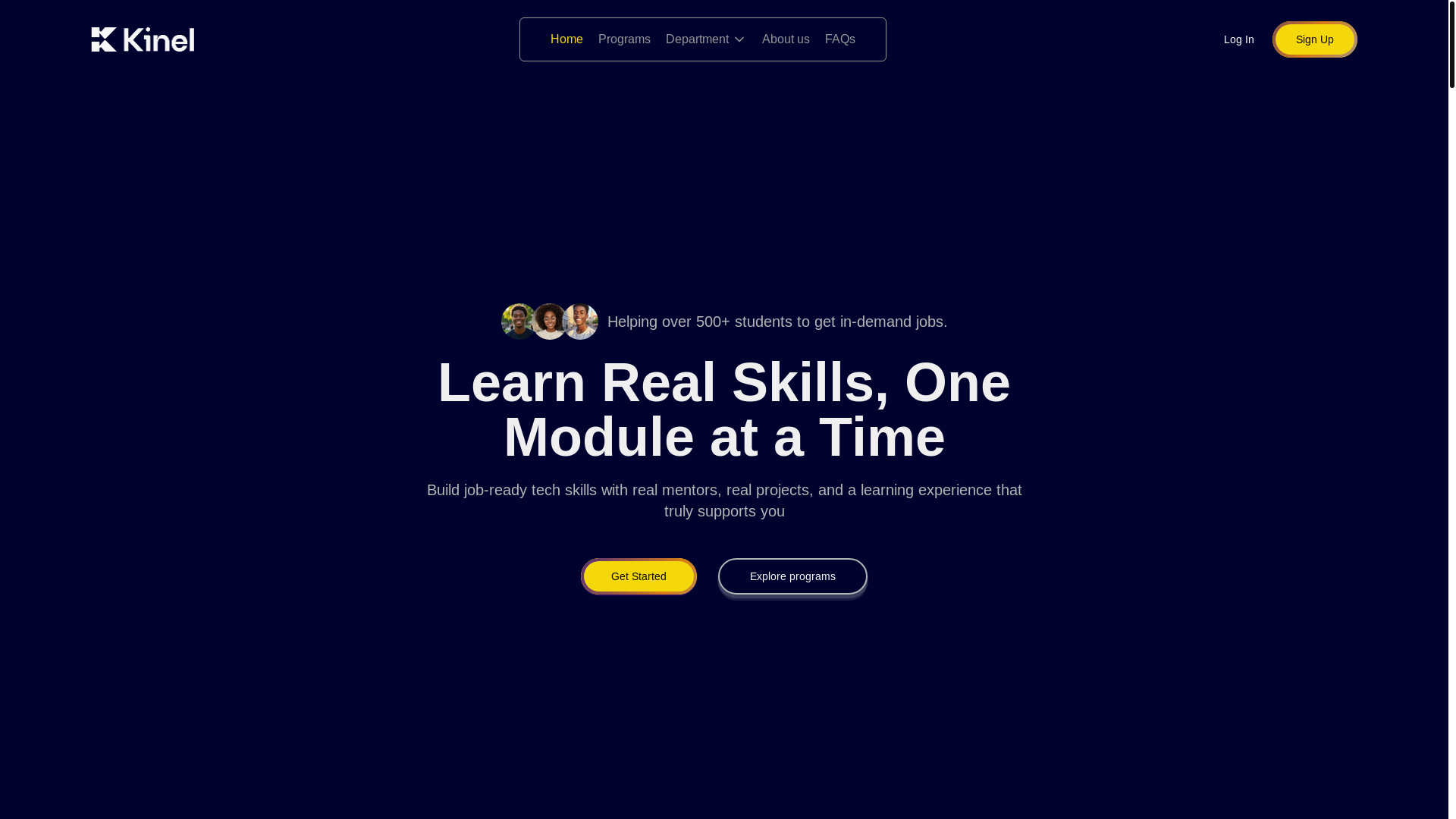 website screenshot of https://staging-kinel-website.pages.dev/