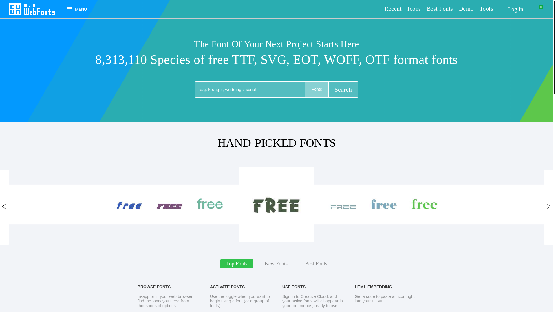 website screenshot of https://onlinewebfonts.com/