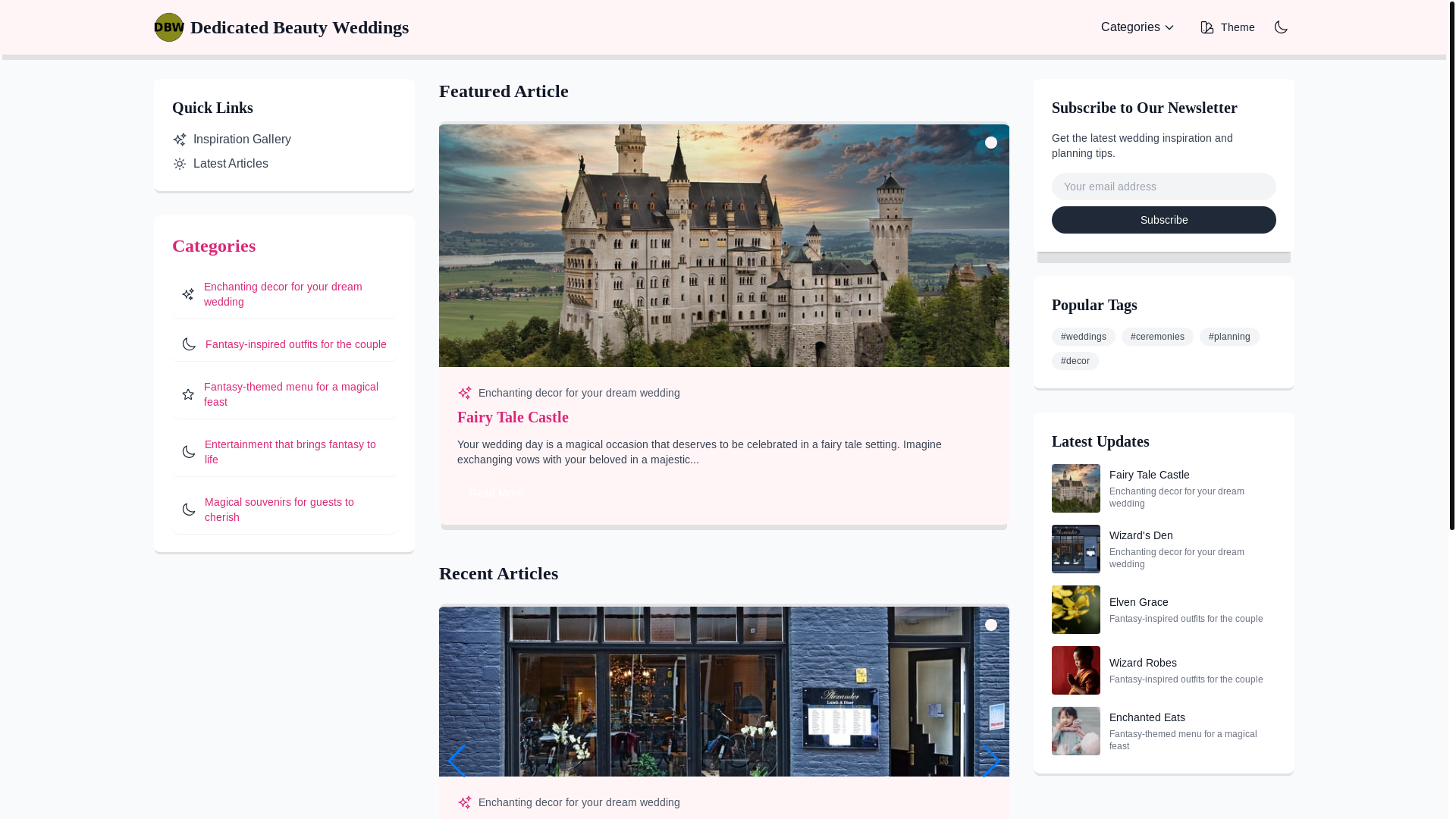 website screenshot of https://weddingsdedication.beauty/