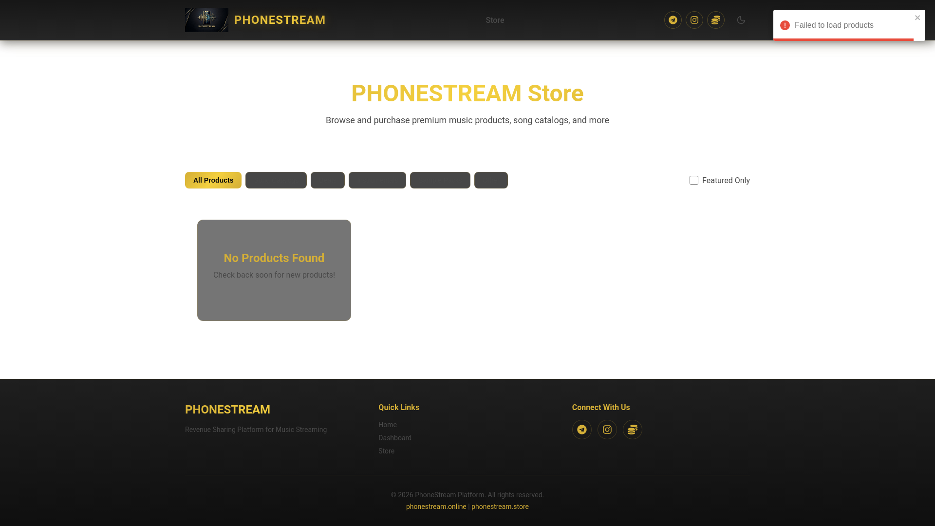 website screenshot of https://phonestream.store/