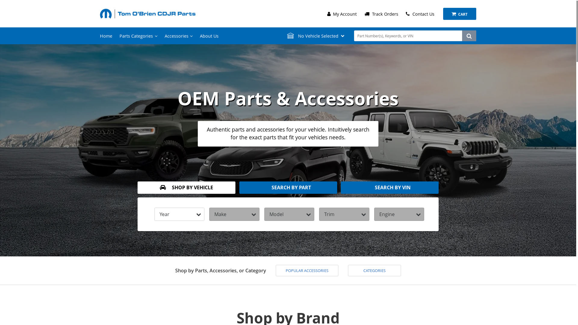 website screenshot of https://tomobrienindyparts.com/