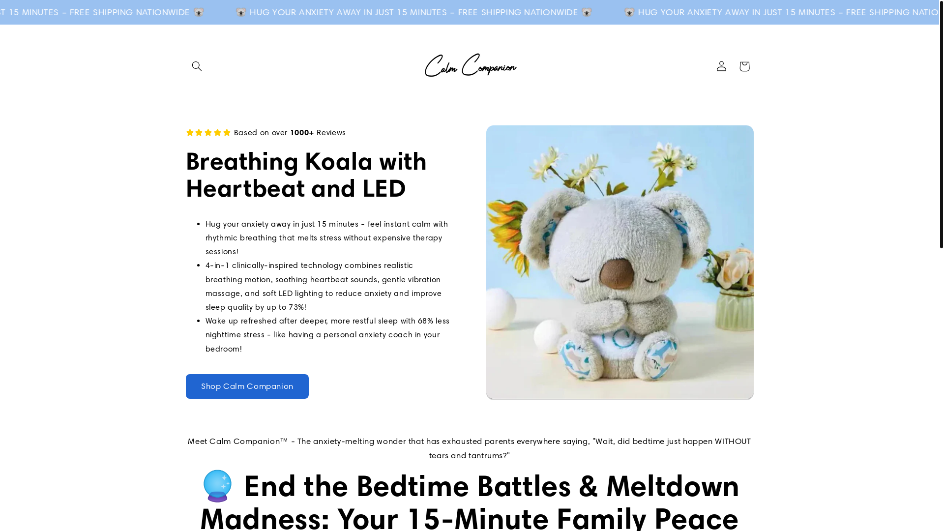 website screenshot of https://trycalmcompanion.com/